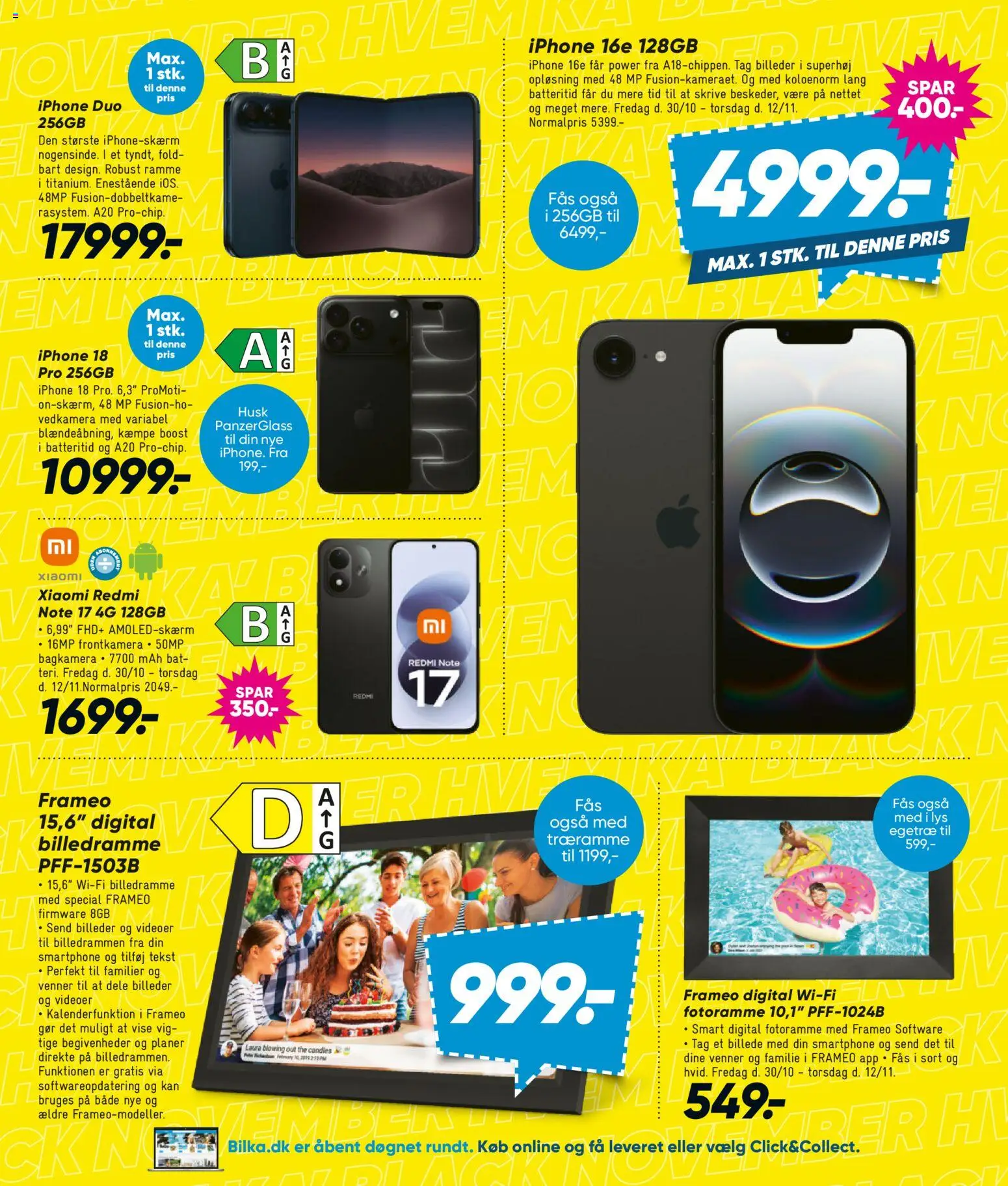 Bilka tilbudsavis – gyldig fra 30/10/2026 | Side: 47 | Produkter: Te, Digital Fotoramme, Smartphone, Billedramme