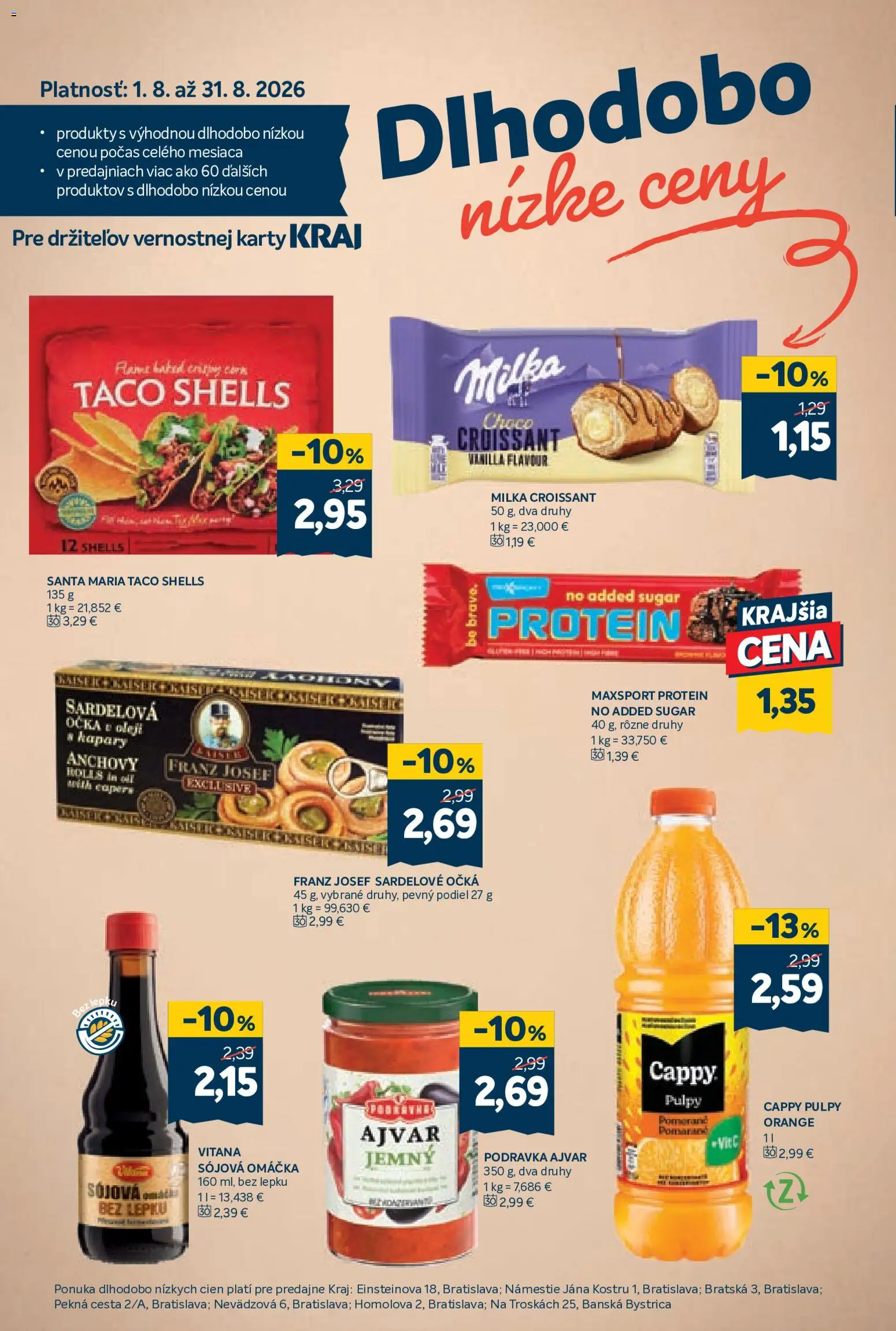 Nové Kraj akcie – leták je platný od 06.08.2026 | Strana: 14 | Produkty: Croissant, Protein, Milka, Omáčka