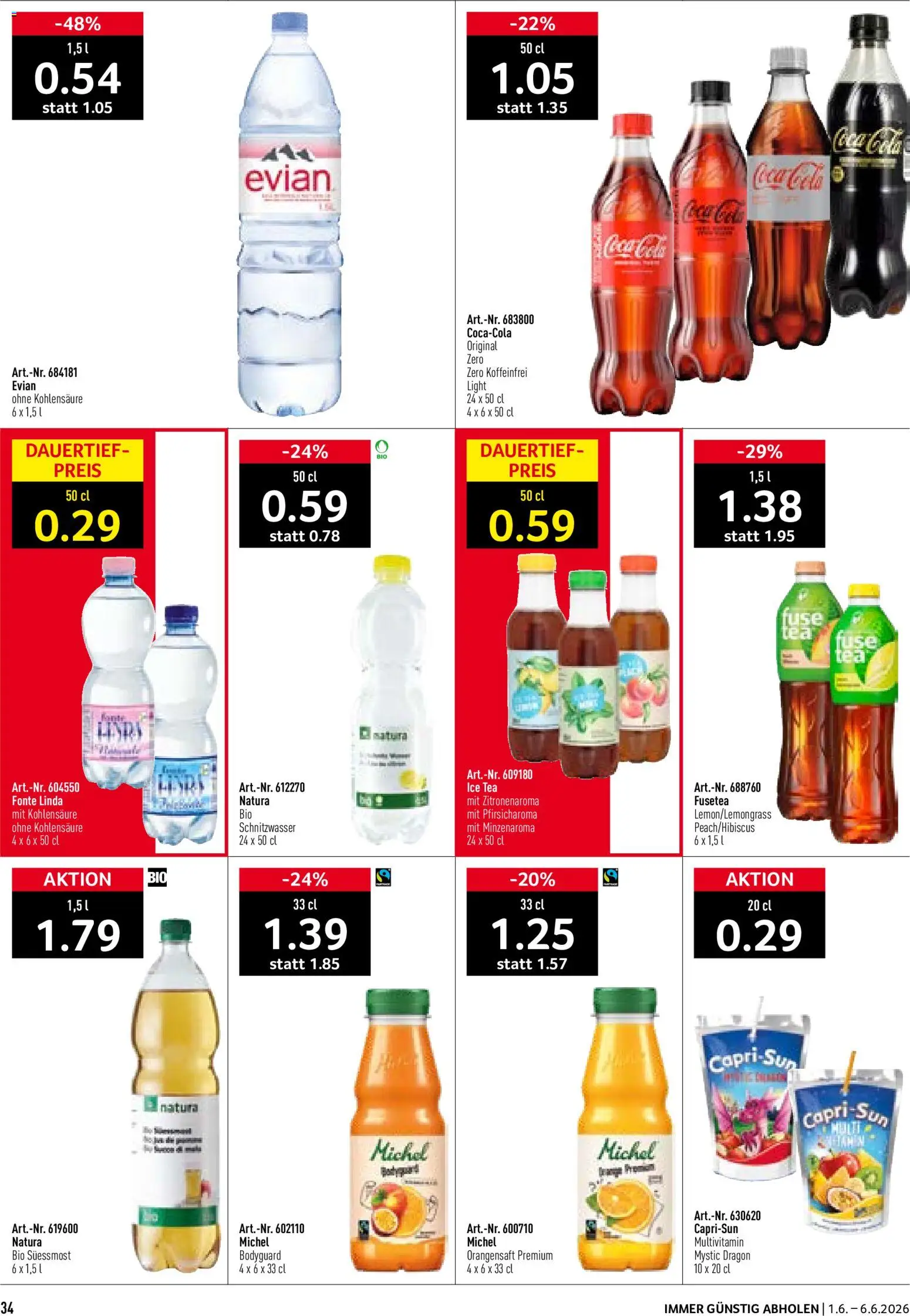 Prodega aktionen – gültig ab 01.06.2026 | Seite: 34 | Produkte: Coca Cola, Orangensaft