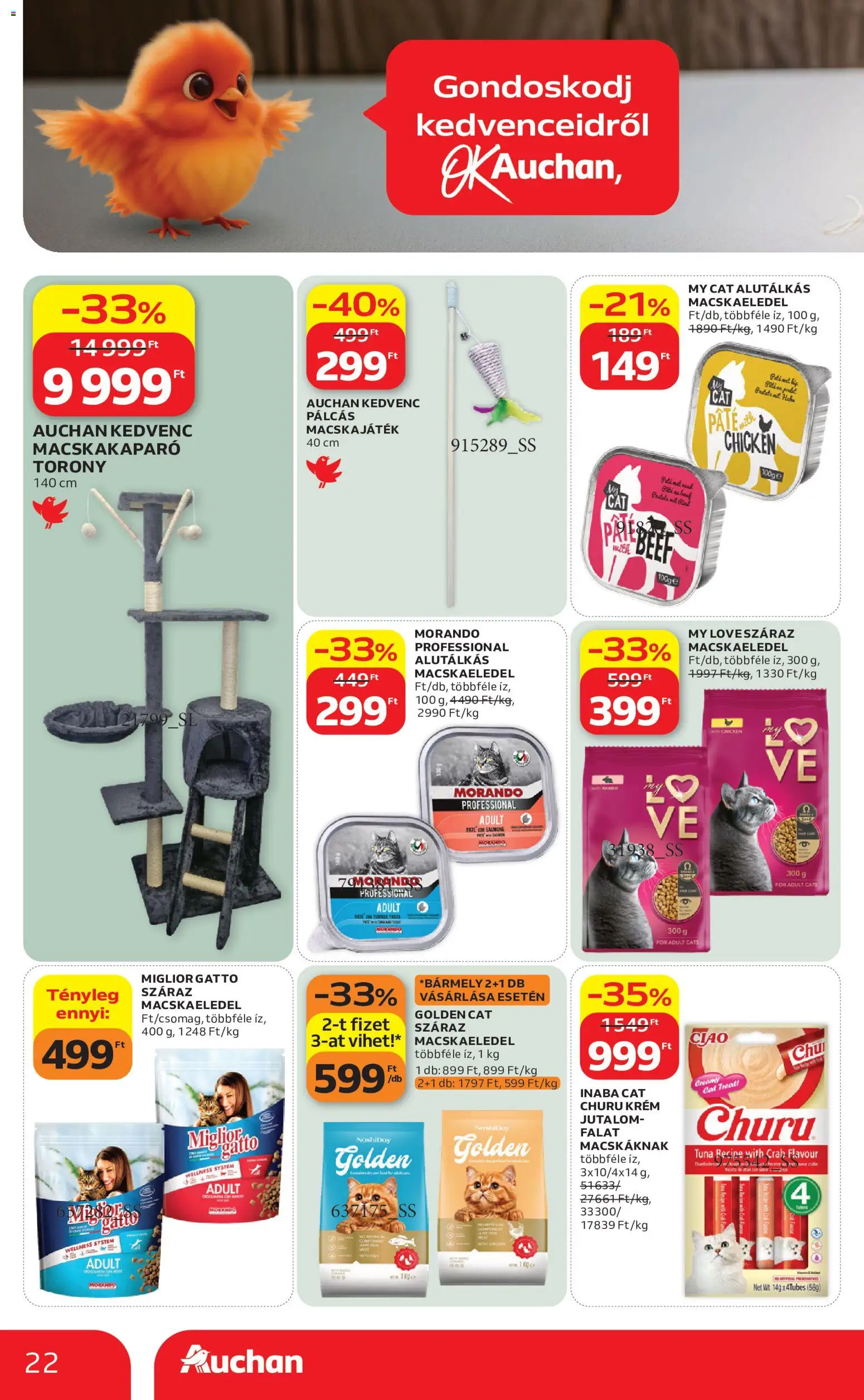 Auchan akciós ujság - amely érvényes a következő dátumtól: 2026.08.06. | Oldal: 22 | Termékek: Krém, Macskaeledel, Száraz macskaeledel