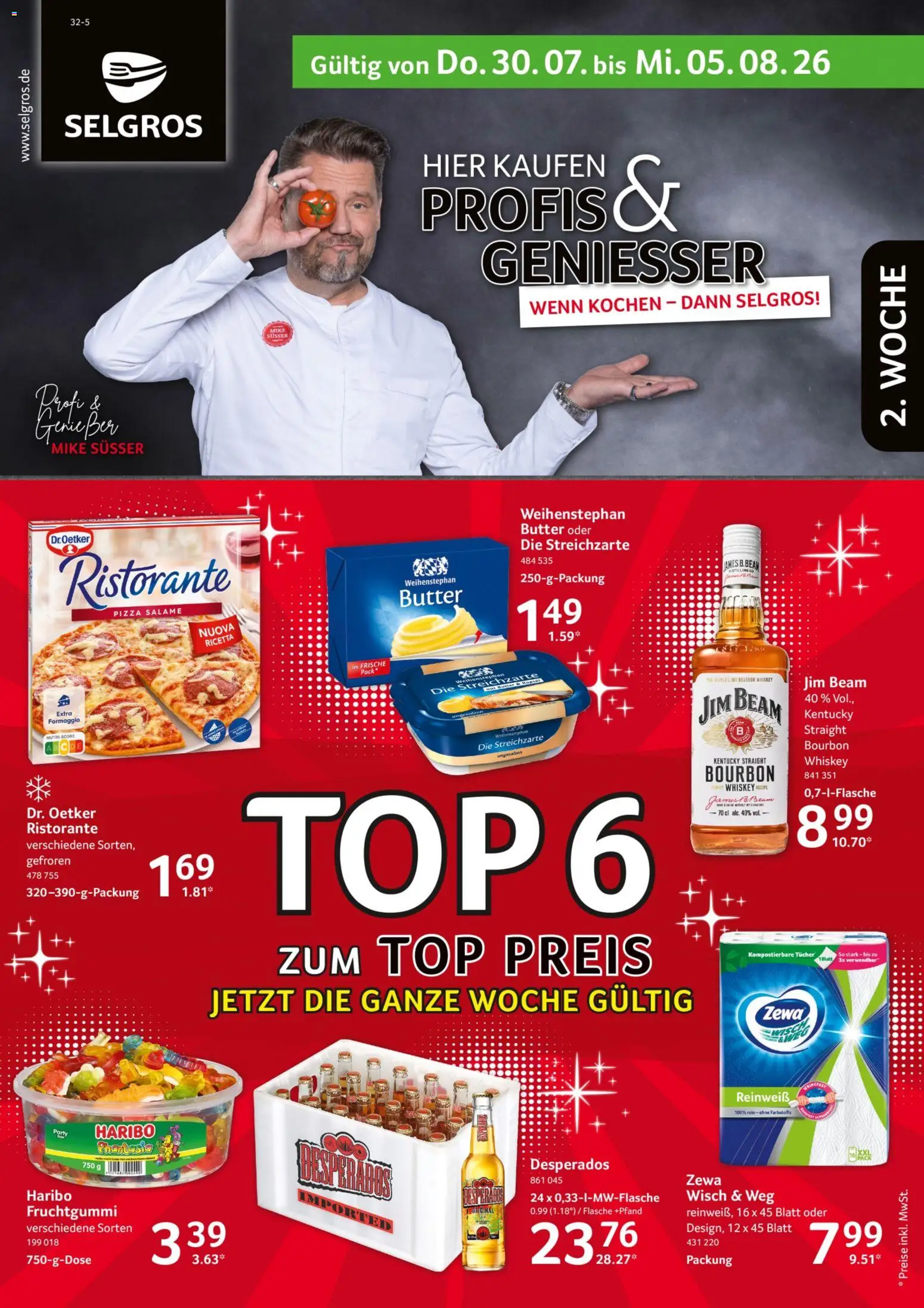 Selgros Prospekt – gültig ab 30.07.2026 | Seite: 1 | Produkte: Top, Jim beam, Butter, Zewa