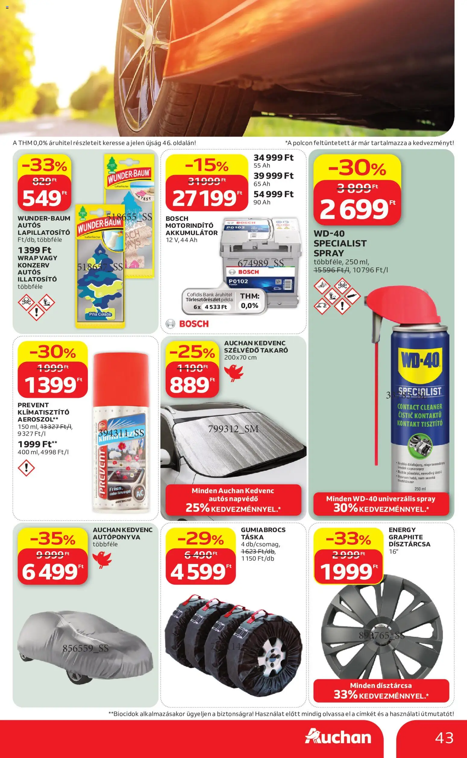 Auchan akciós ujság - amely érvényes a következő dátumtól: 2026.08.06. | Oldal: 43 | Termékek: Táska, Takaró, Akkumulátor
