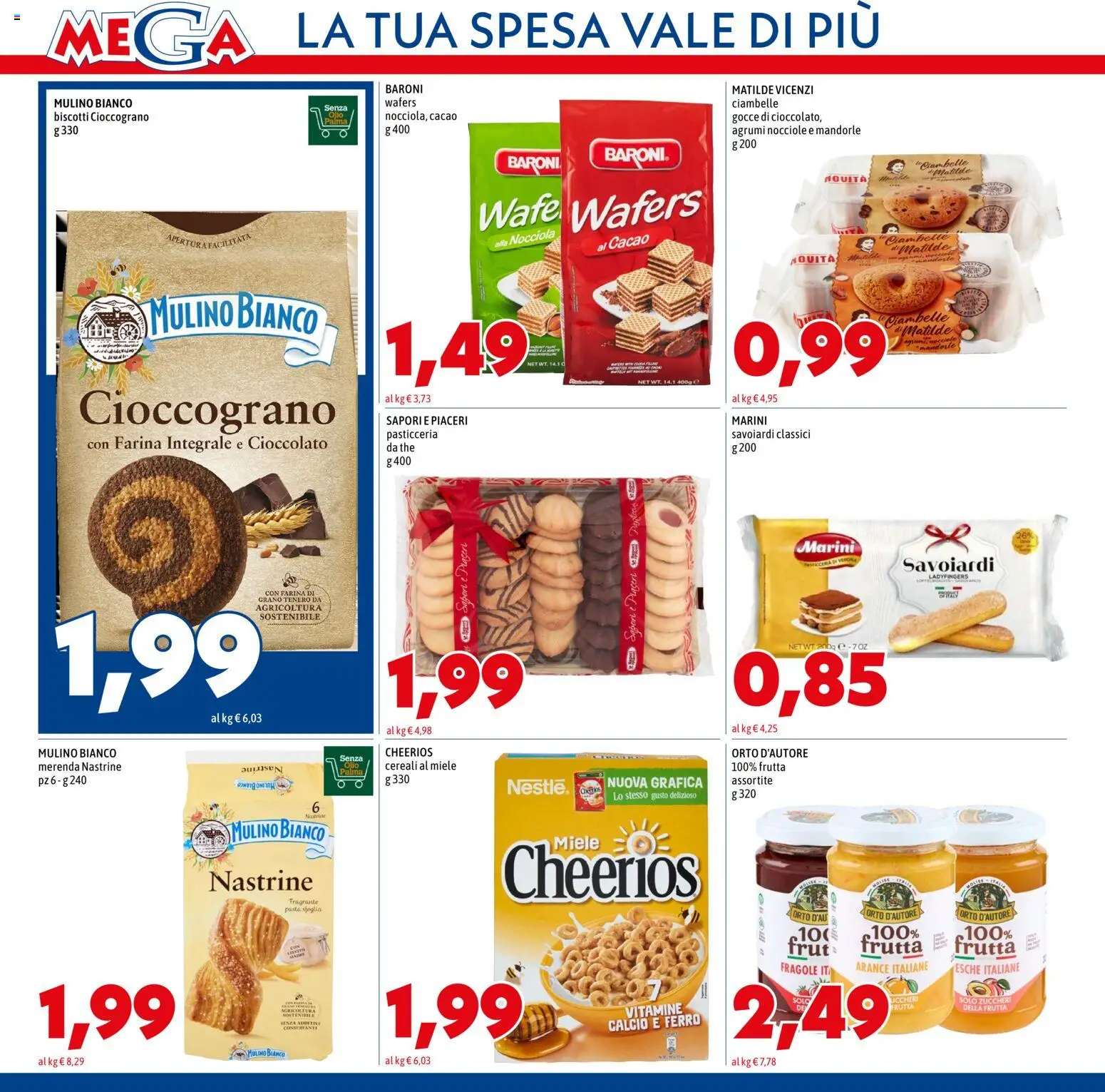 Volantino Mega del 01/10/2026 | Pagina: 10 | Prodotti: Ciambelle, Pasta, Nocciole, Miele