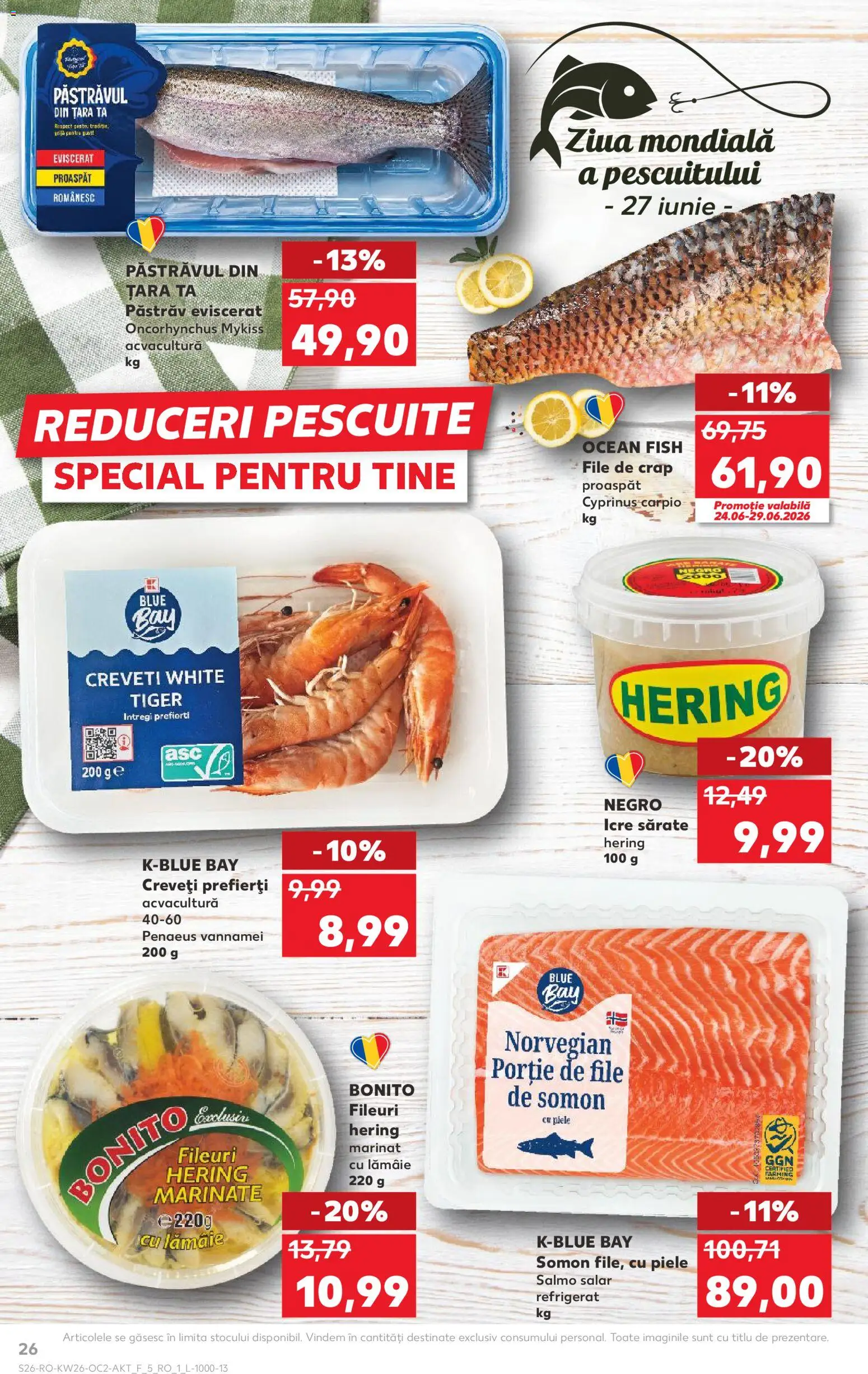 Kaufland RO akciós ujság - amely érvényes a következő dátumtól: 2026.06.24. | Oldal: 26 | Termékek: Hering
