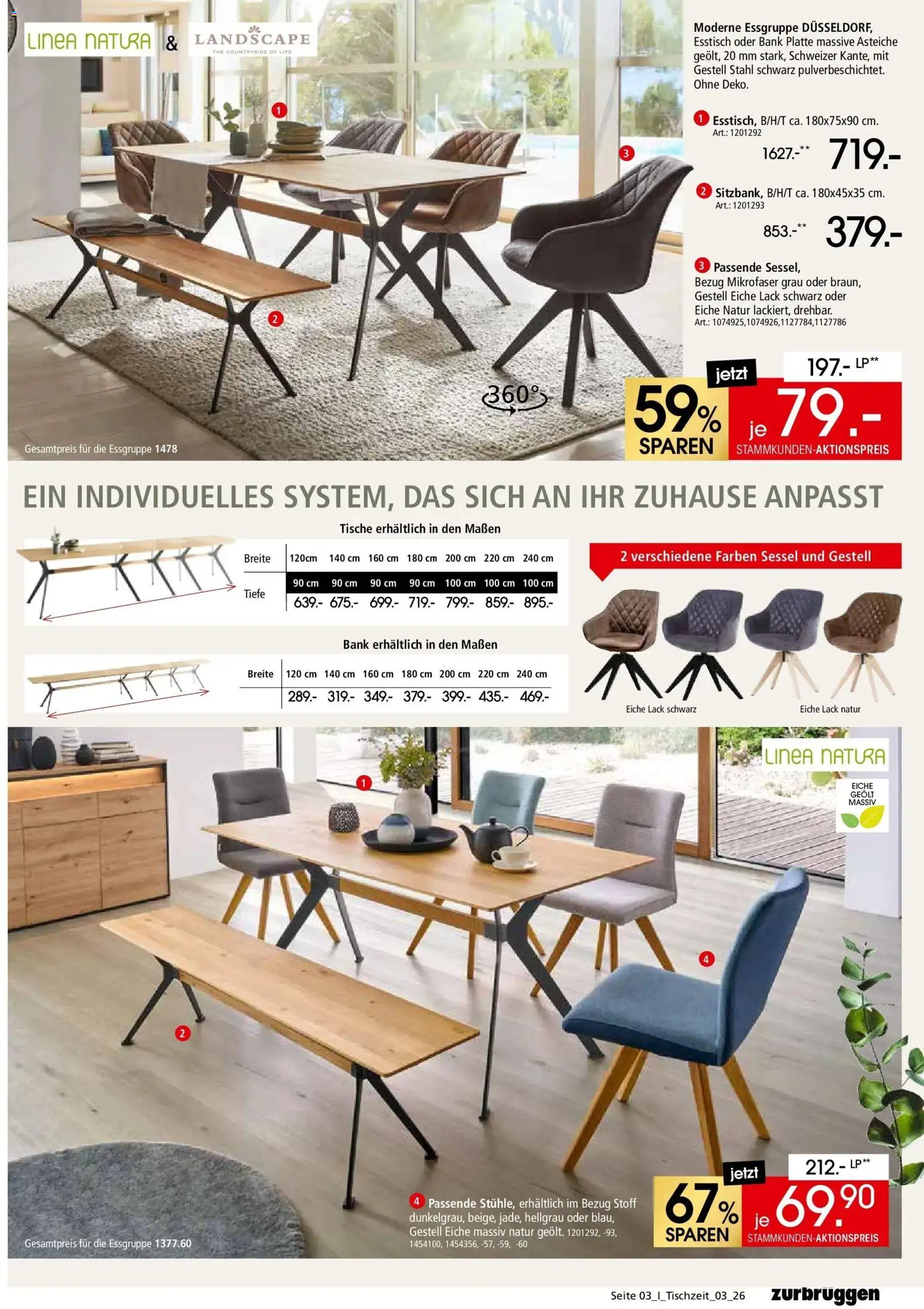 Zurbrüggen Tischzeit – gültig ab 21.08.2026 | Seite: 3 | Produkte: Esstisch, Essgruppe, Sessel