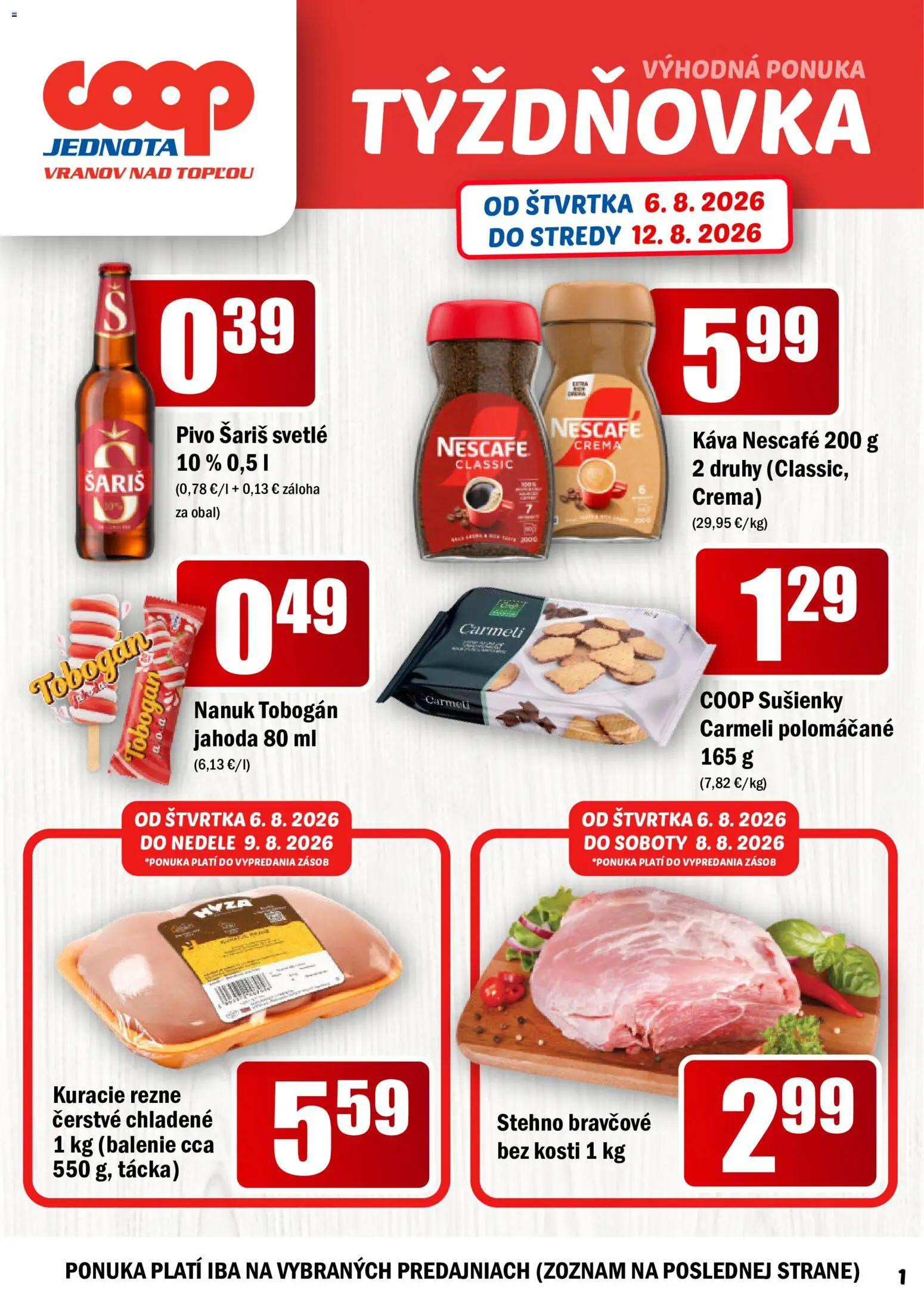 Nové COOP Jednota akcie – leták je platný od 06.08.2026 | Strana: 1
