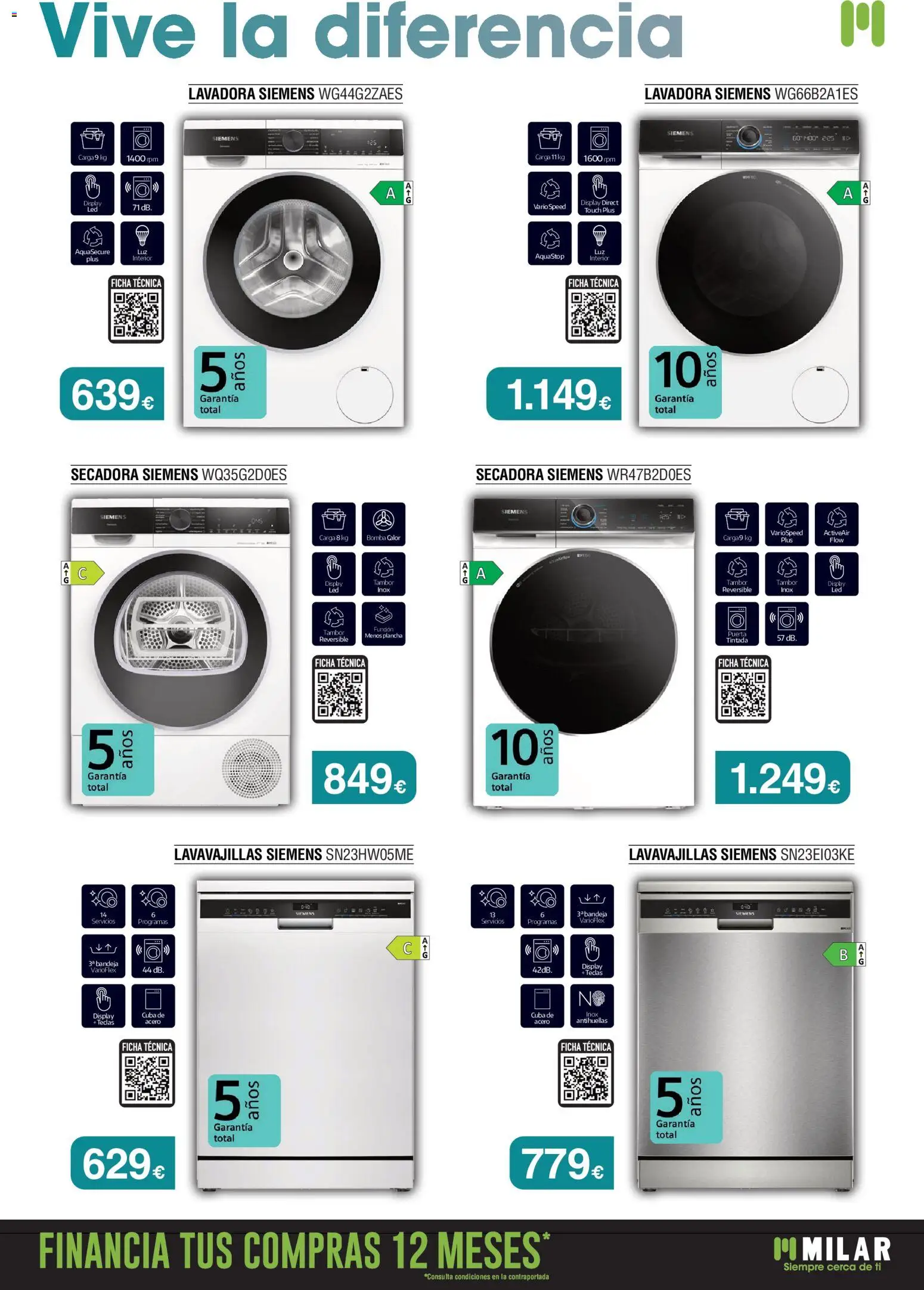 Milar folleto Siemens │ válido desde el 01/07/2026 | Página: 2 | Productos: Lavadora, Secadora, Plancha, Bandeja