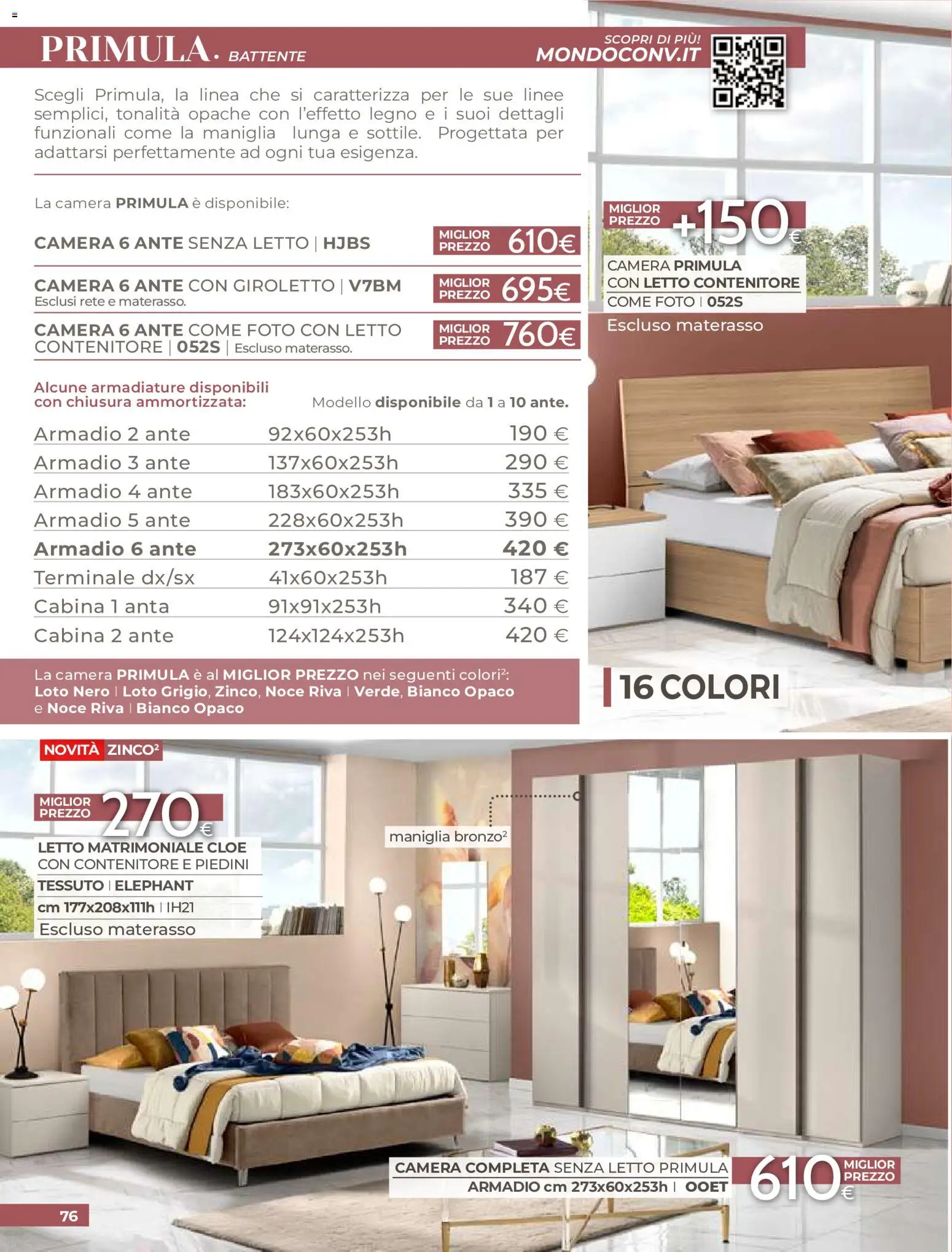Volantino Mondo Convenienza del 01/09/2026 | Pagina: 78 | Prodotti: Loto, Letto matrimoniale, Letto, Armadio