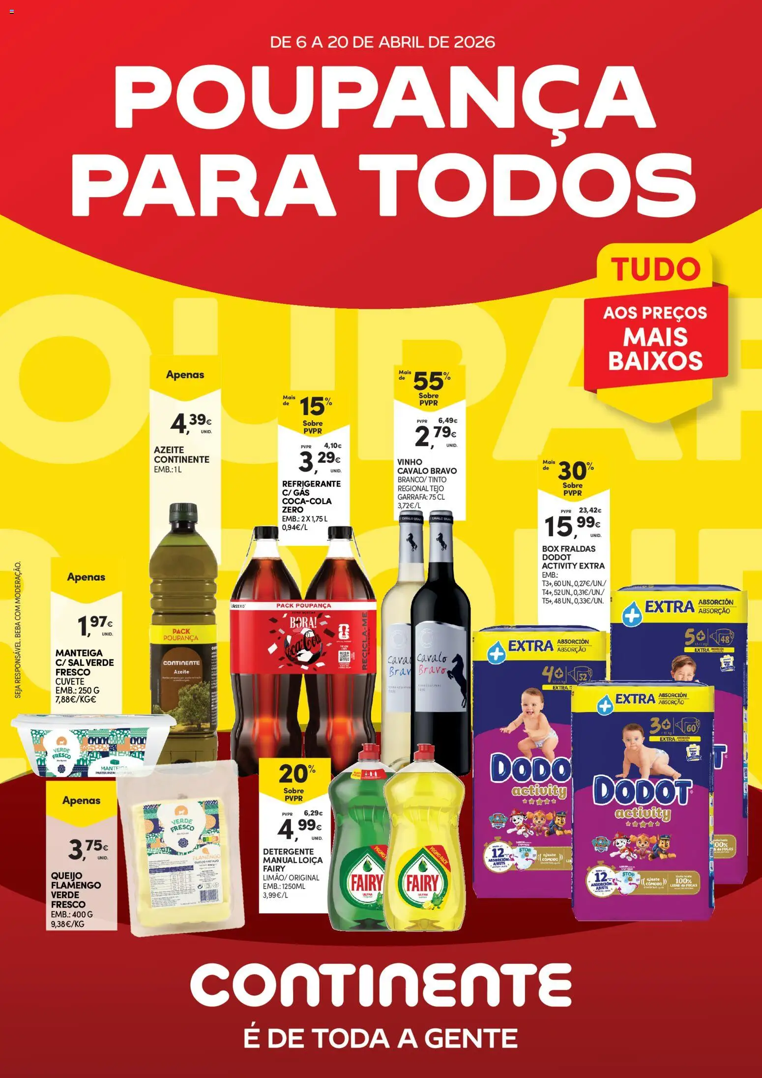 Continente - Açores Poupança para todos │ válido de 06.04.2026 | Página: 1 | Produtos: Azeite, Detergente, Vinho, Coca-cola