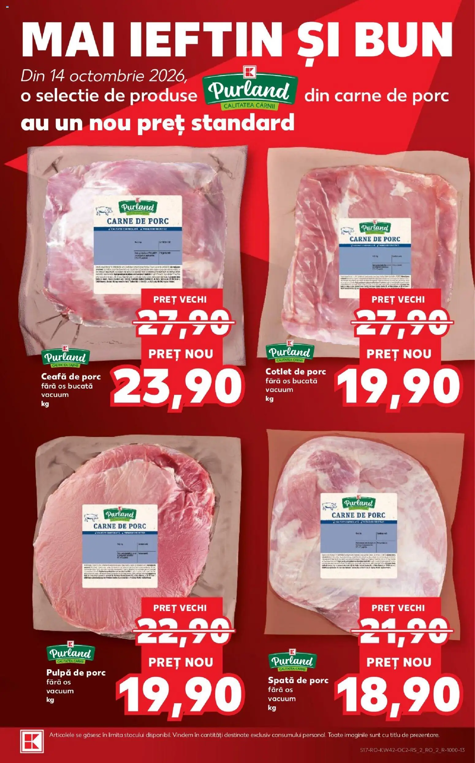Noul catalog Kaufland – valabil de la 14.10.2026 | Pagină: 17 | Produse: Spata de porc, Ceafa de porc, Cotlet, Carne De Porc