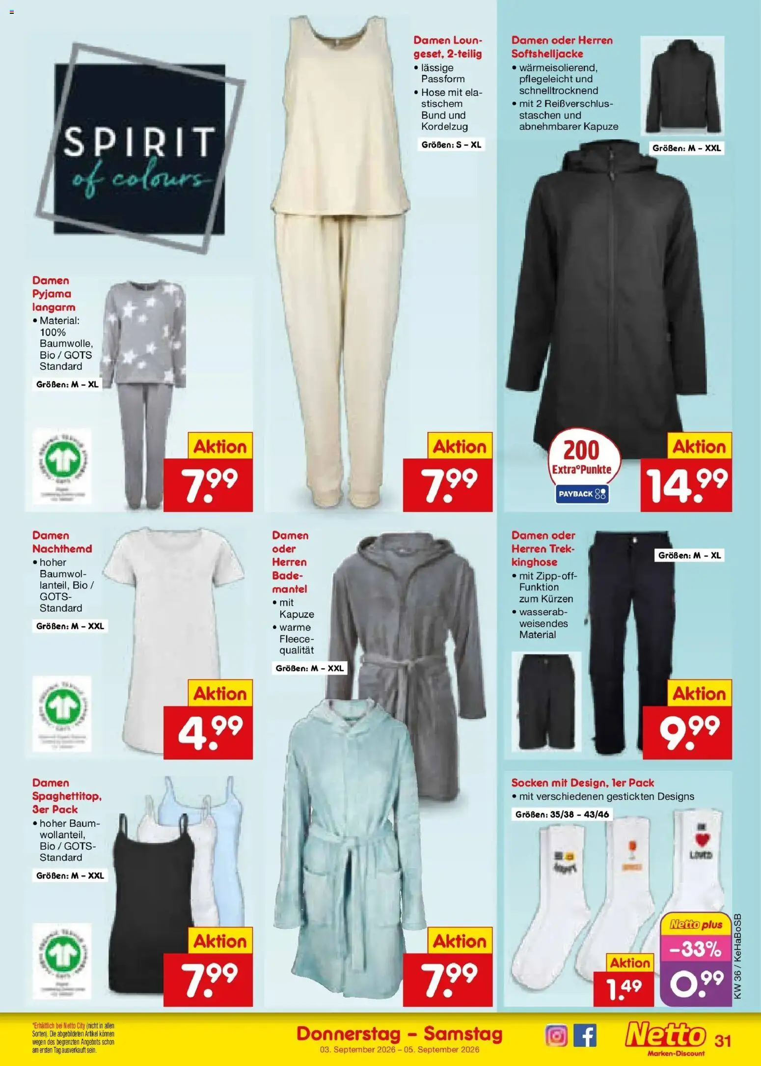 Netto Marken-Discount Prospekt Bonn (ab 31.08.2026) » Angebote | Seite: 41 | Produkte: Mantel, Hose, Socken, Pyjama