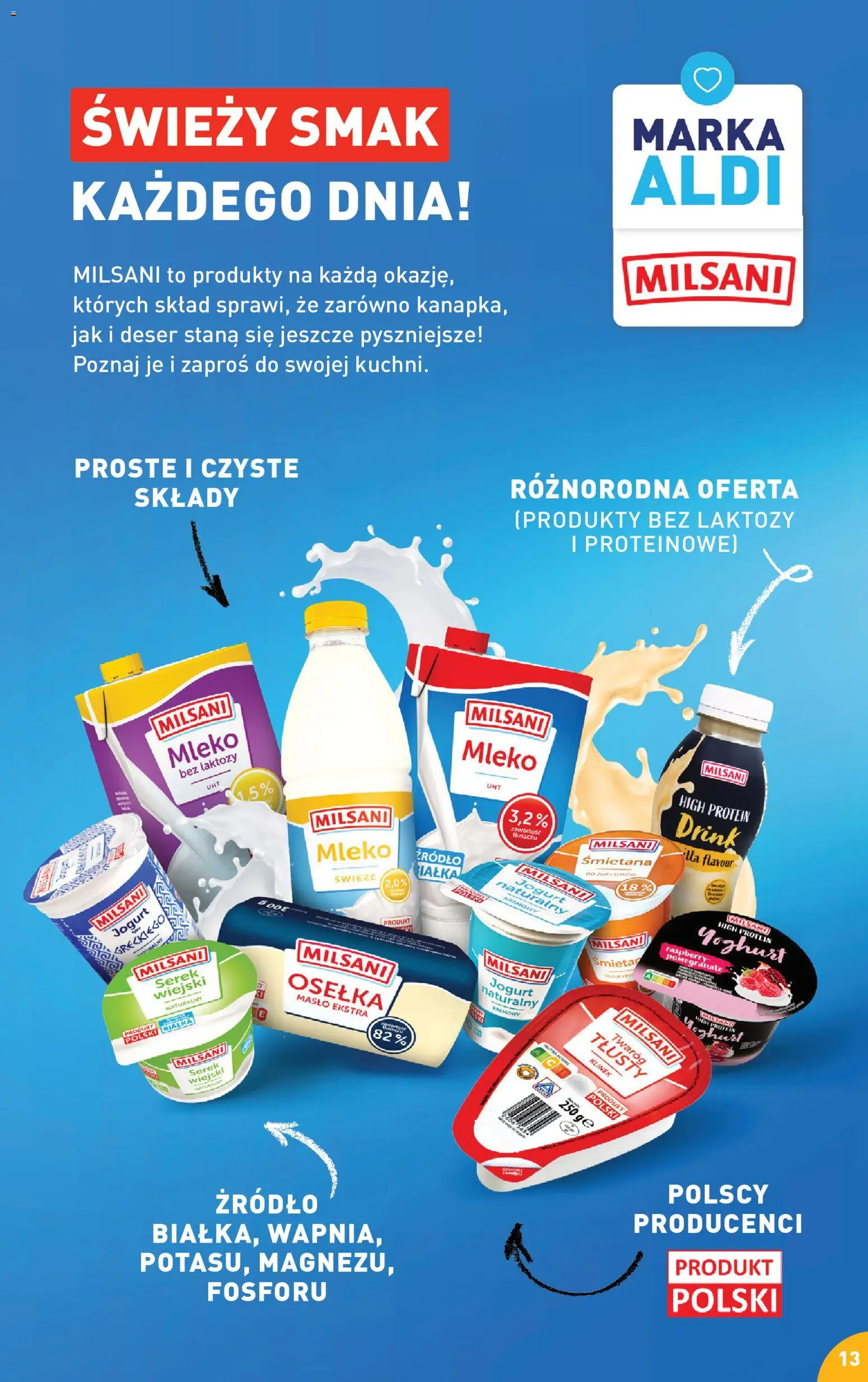 Aldi Polsko leták - Przepisy na pyszne śniadanie od 23.02.2026 | Strana: 13 | Produkty: Mléko, Máslo, Jogurt, Protein