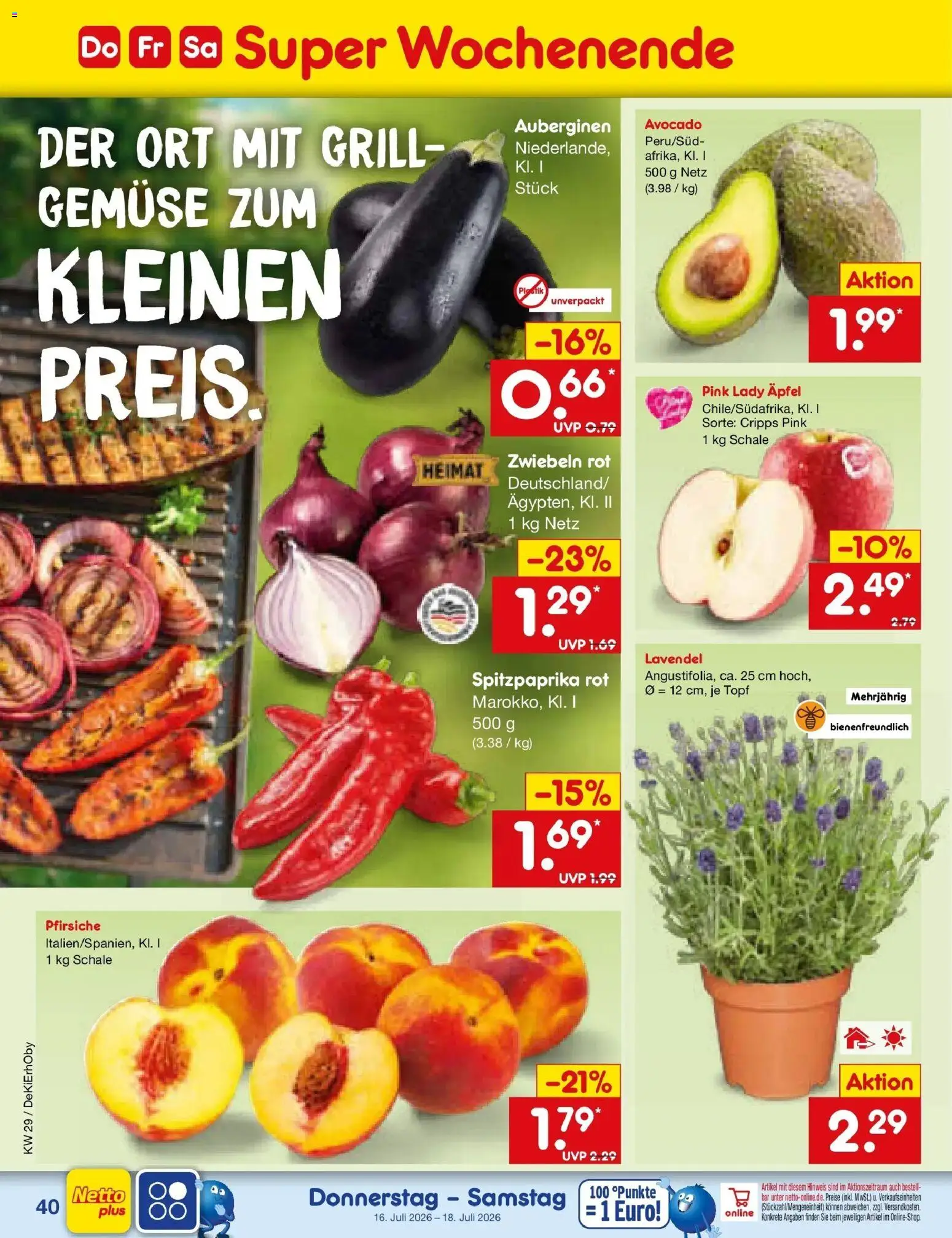 Netto Marken-Discount Prospekt Buttenwiesen – gültig ab 13.07.2026 | Seite: 58 | Produkte: Grill, Äpfel, Gemüse, Lavendel