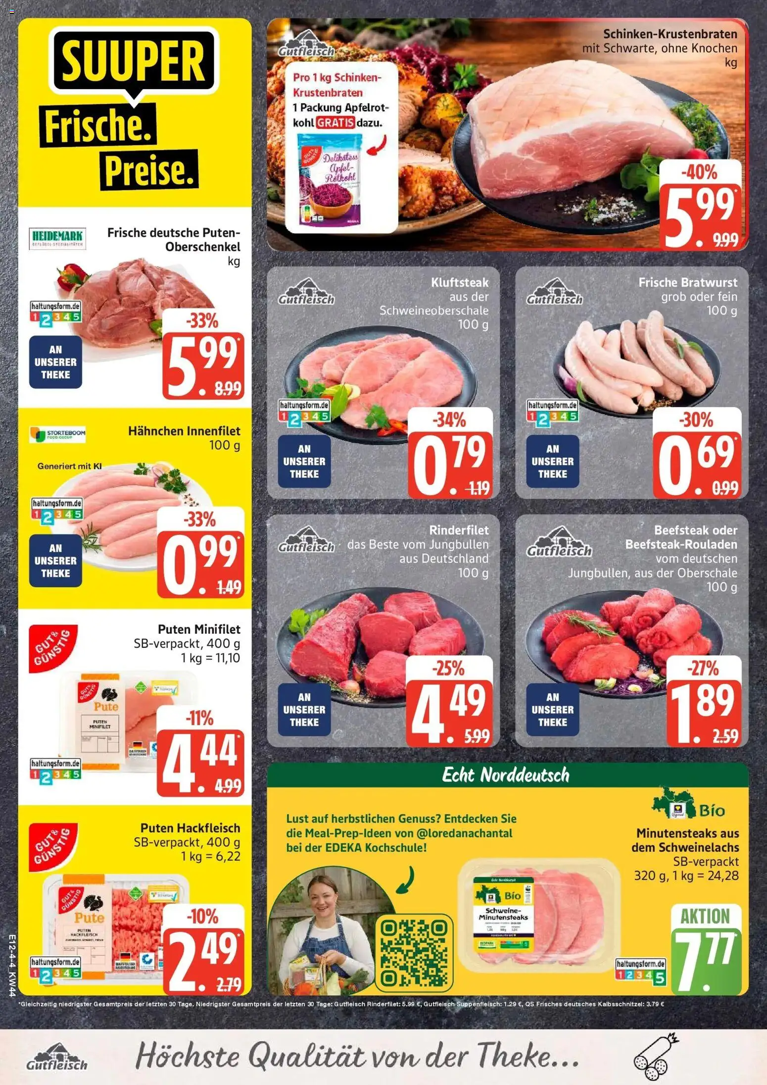 Edeka Prospekt Rostock-Gehlsdorf (ab 26.10.2026) » Angebote Online | Seite: 4 | Produkte: Pute, Rotkohl, Äpfel, Schinken