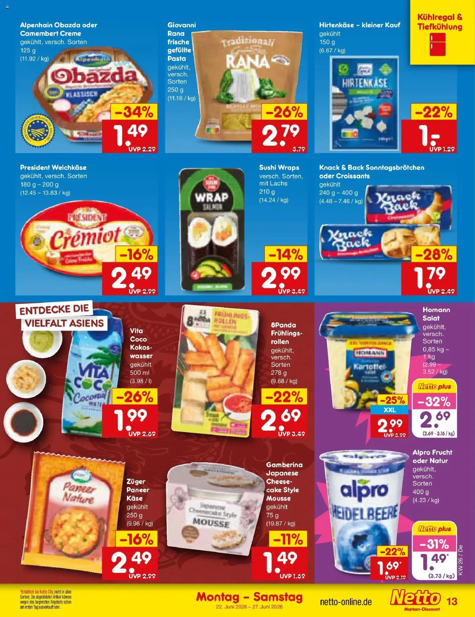 Netto Marken-Discount Prospekt Waiblingen-Bittenfeld – gültig ab 22.06.2026 | Seite: 15 | Produkte: Creme, Lachs, Wasser, Salat