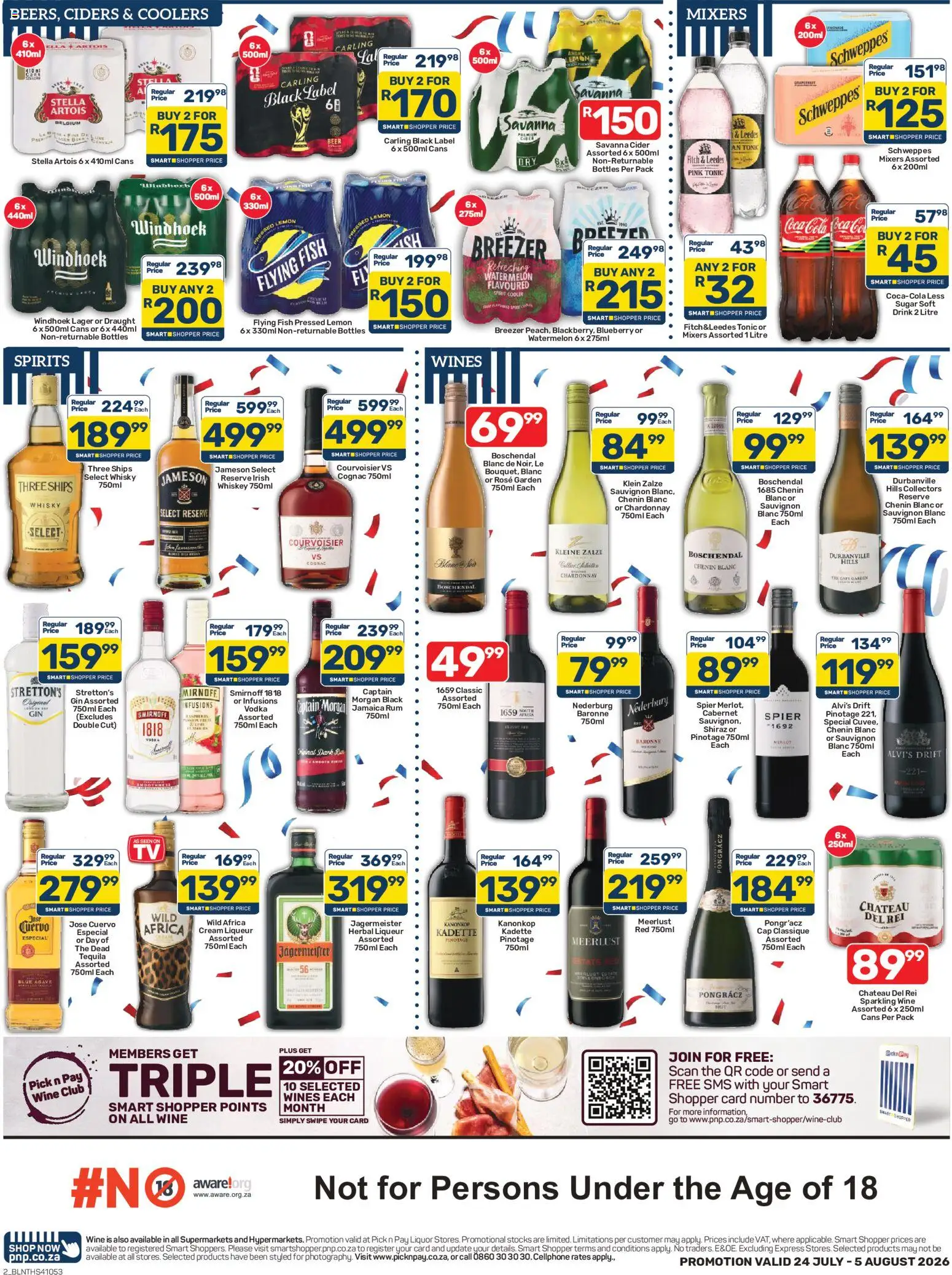 New Pick n Pay catalogue – valid from 24/07/2026 | Page: 2 | Products: Bed, Beer, Gin, Whiskey