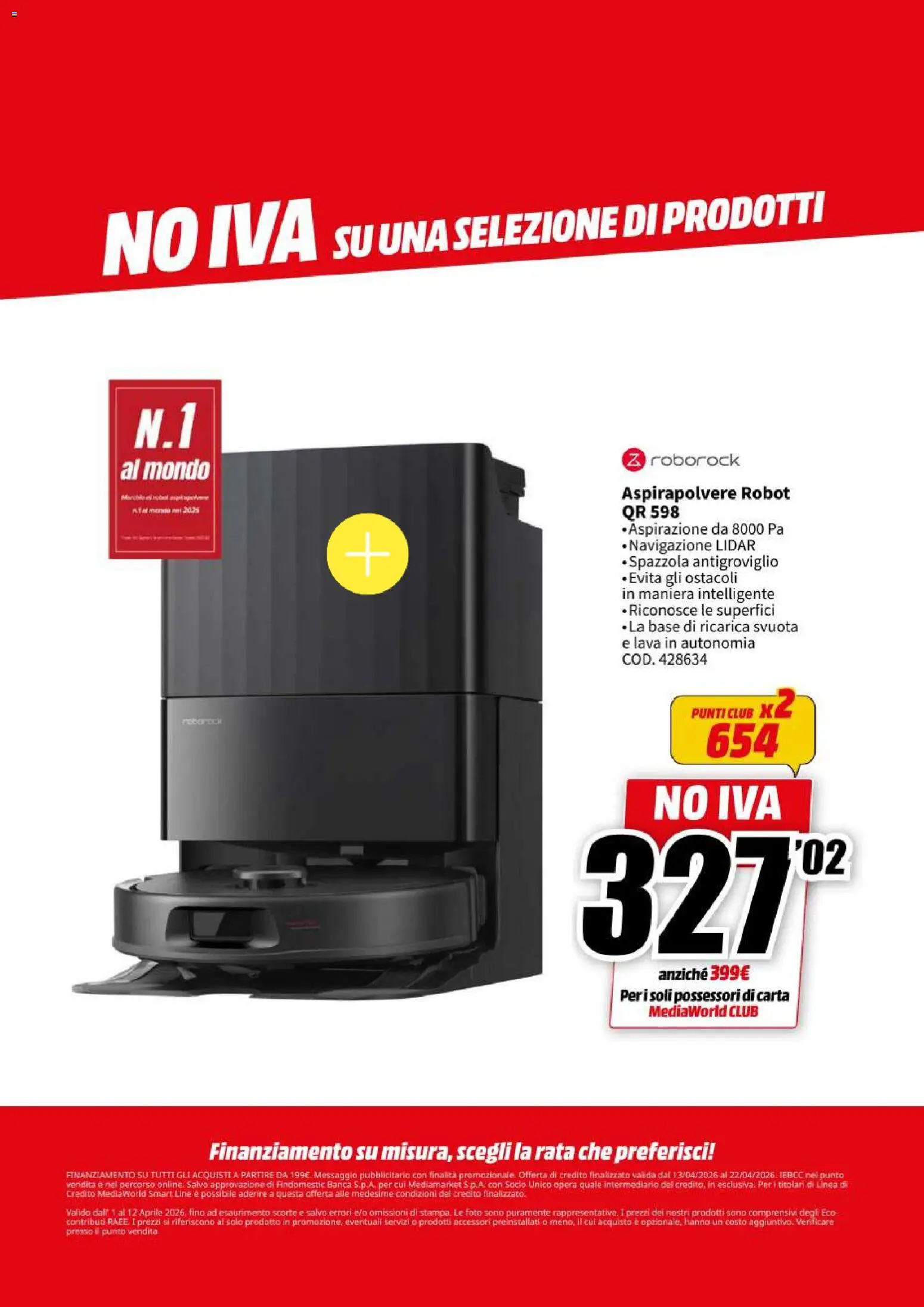 Volantino Media World del 13.04.2026 | Pagina: 56 | Prodotti: Spazzola, Aspirapolvere, Robot, Navigazione