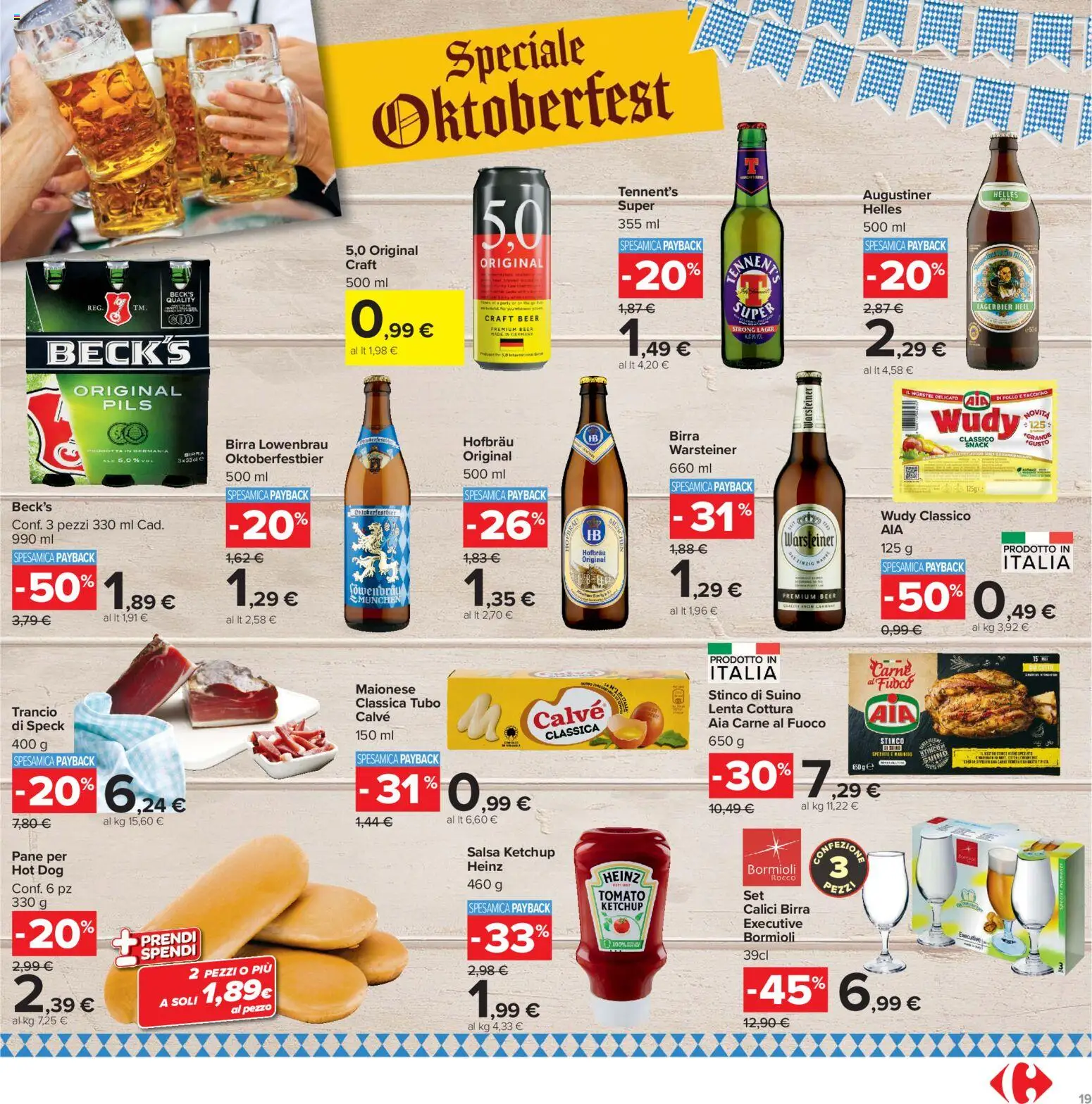 Volantino Carrefour del 29/09/2026 | Pagina: 19 | Prodotti: Tennent's, Pane, Pollo, Carne
