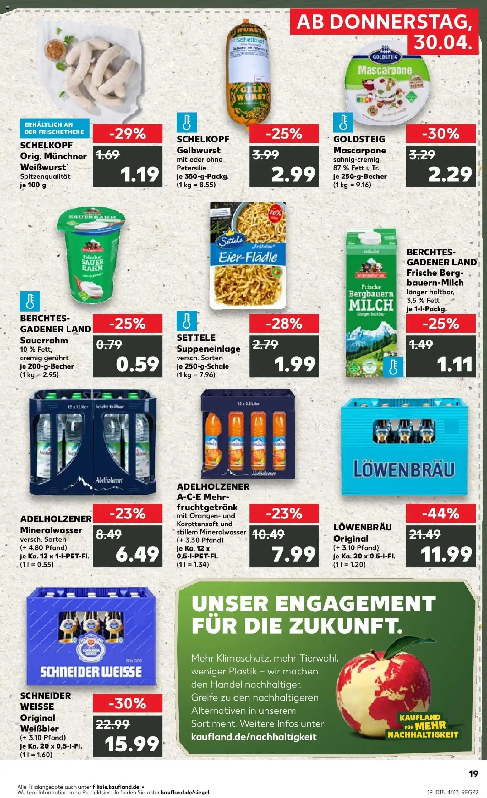 Prospekt Kaufland ab 30.04.2026 » Angebote Online zum Blättern | Seite: 19 | Produkte: Mascarpone, Adelholzener, Orangen, Sauerrahm