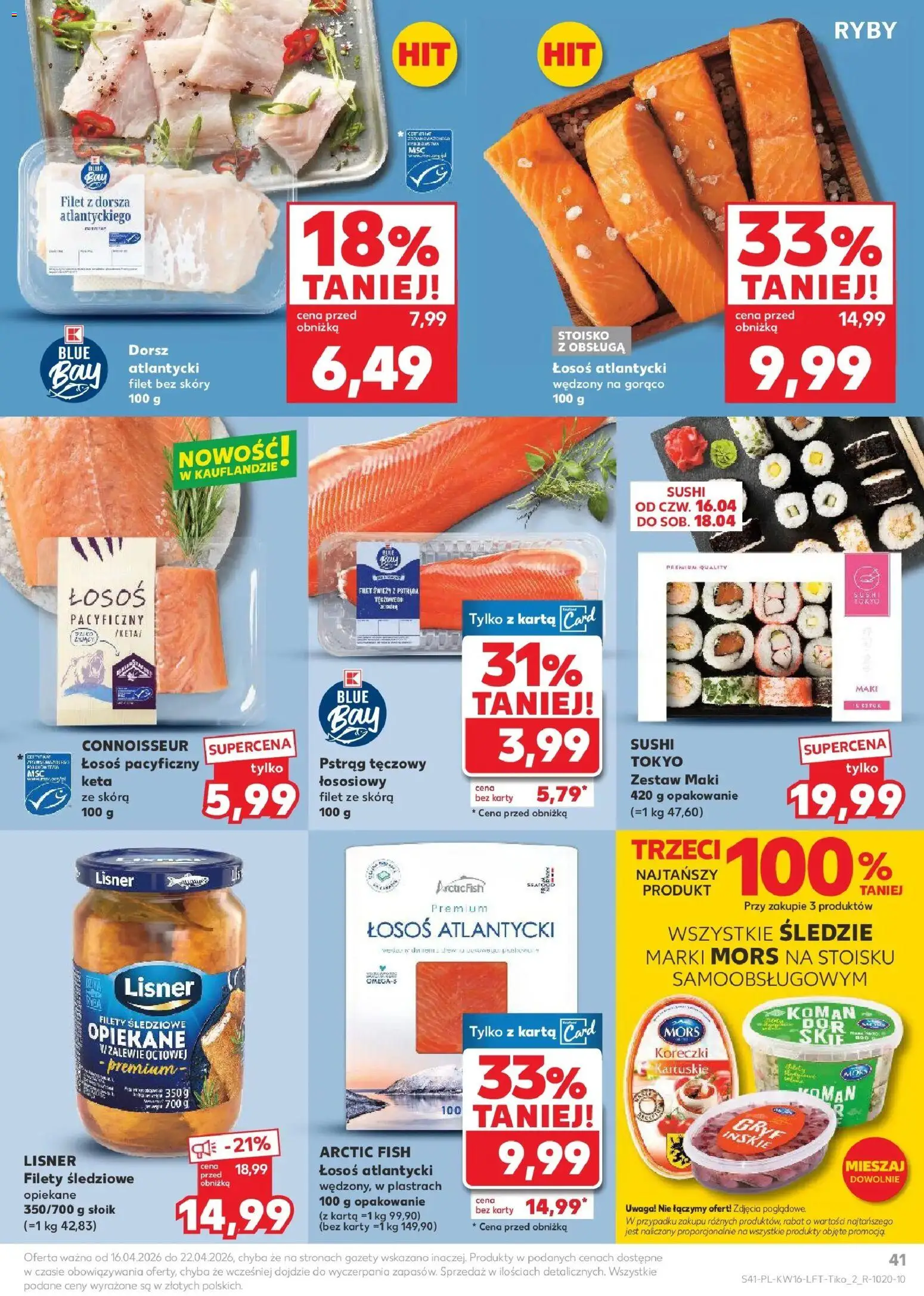 Kaufland gazetka od 16.04.2026 | Strona: 41 | Produkty: Karta, Pstrąg tęczowy, Łosoś, Ryby