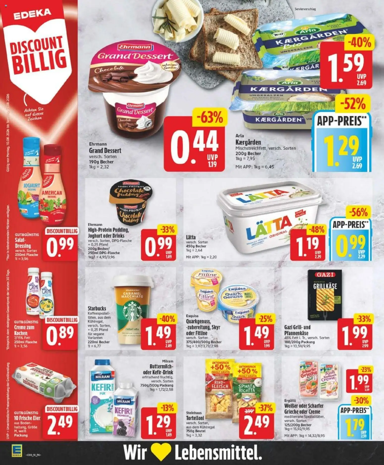 Edeka Prospekt Hannover – gültig ab 10.08.2026 | Seite: 10 | Produkte: Quark, Starbucks, Pudding, Fleisch