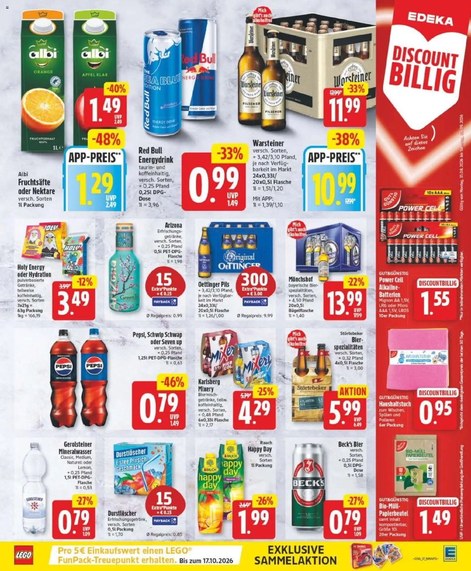 Edeka Prospekt Bremen – gültig ab 31.08.2026 | Seite: 19 | Produkte: Monchshof, Mineralwasser, Warsteiner, Gerolsteiner