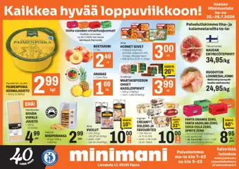Minimani-mainoslehti voimassa 22/07/2026 alkaen | Sivu: 1 | Tuotteet: Kermajuusto, Coca cola, Juusto, Fanta