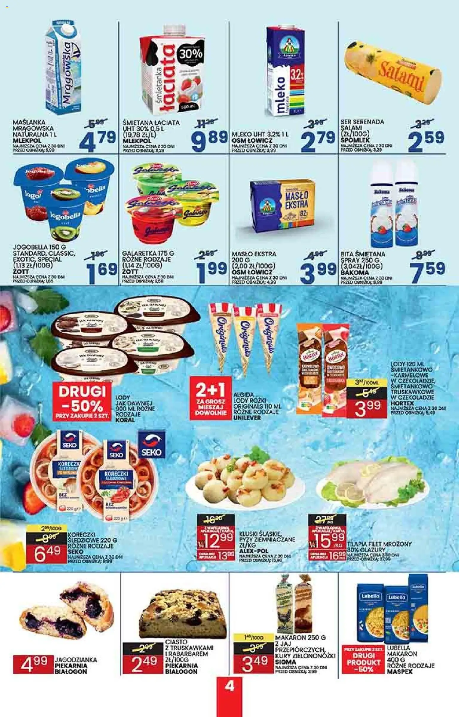 Wafelek - Wafelek Gazetka od 01.06.2026 | Strona: 4 | Produkty: Maślanka, Ciasto, Lody rożki, Mleko