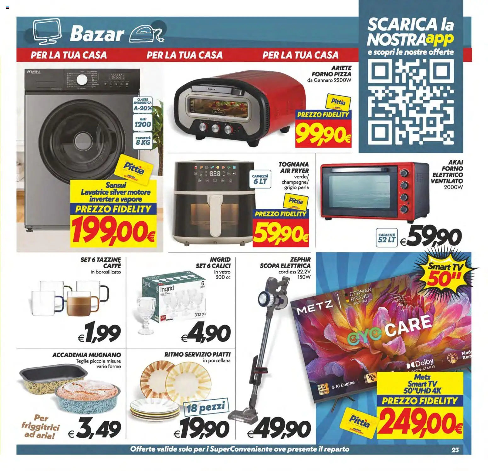 Volantino SuperConveniente del 23/10/2026 | Pagina: 23 | Prodotti: Scopa elettrica, Pizza, Scopa, TV