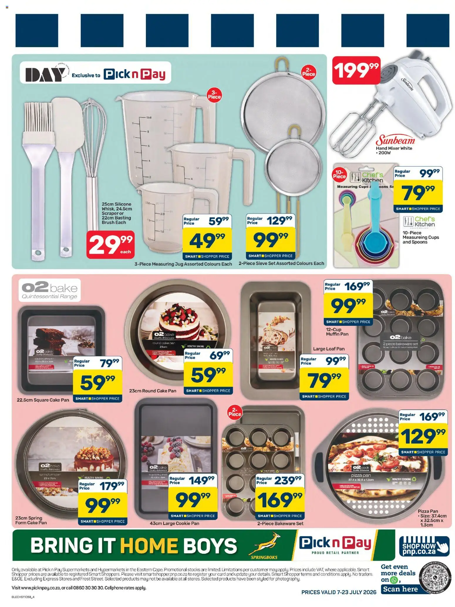 New Pick n Pay catalogue – valid from 07/07/2026 | Page: 4 | Products: Cake, Mixer, Pizza, Brush