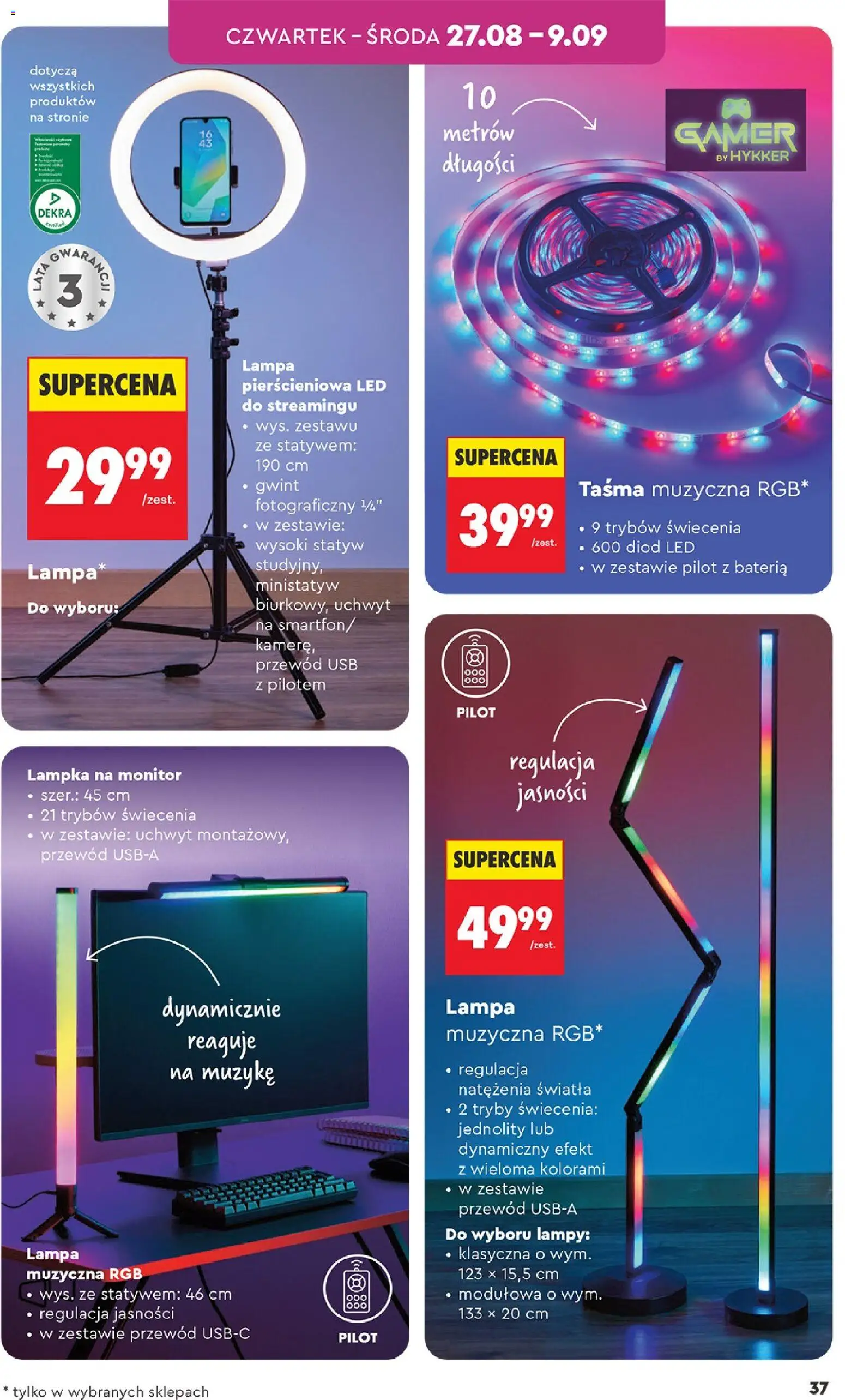Biedronka gazetka - Hity i inspiracje od 24.08.2026 | Strona: 37 | Produkty: Monitor, USB, Bateria, Lampa