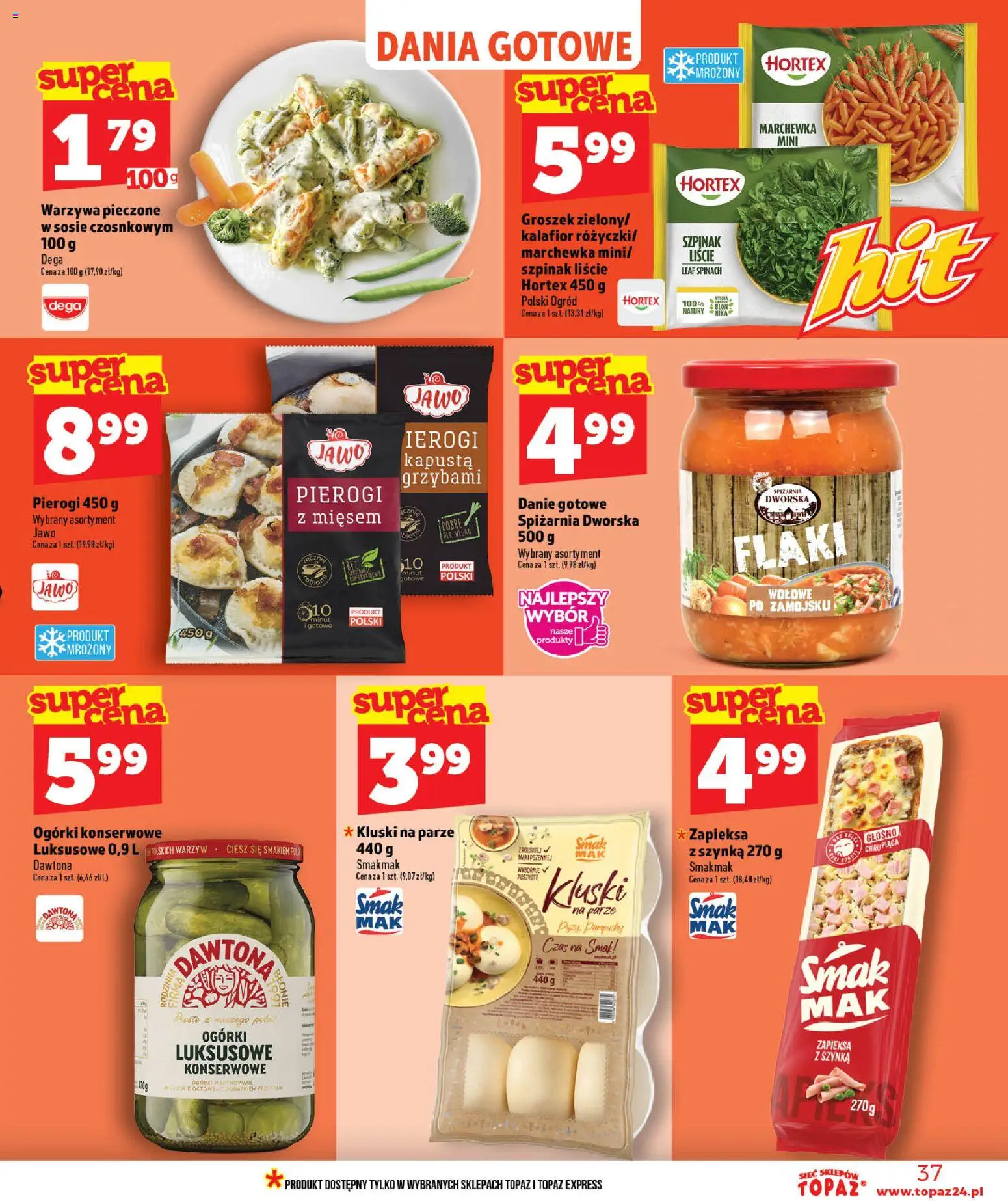 Topaz gazetka od 25.06.2026 | Strona: 37 | Produkty: Pierogi, Szpinak, Marchewka, Dania gotowe