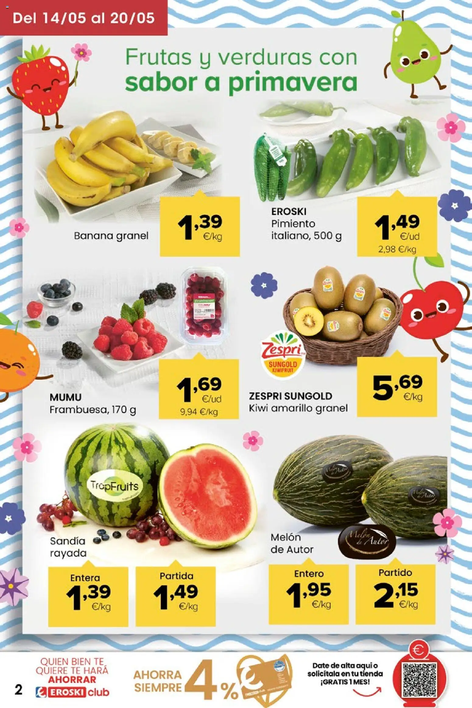 Eroski Miramos por ti │ válido desde el 14.05.2026 | Página: 2 | Productos: Κάδος απορρυμάτων, Kiwi, Té, Sandía