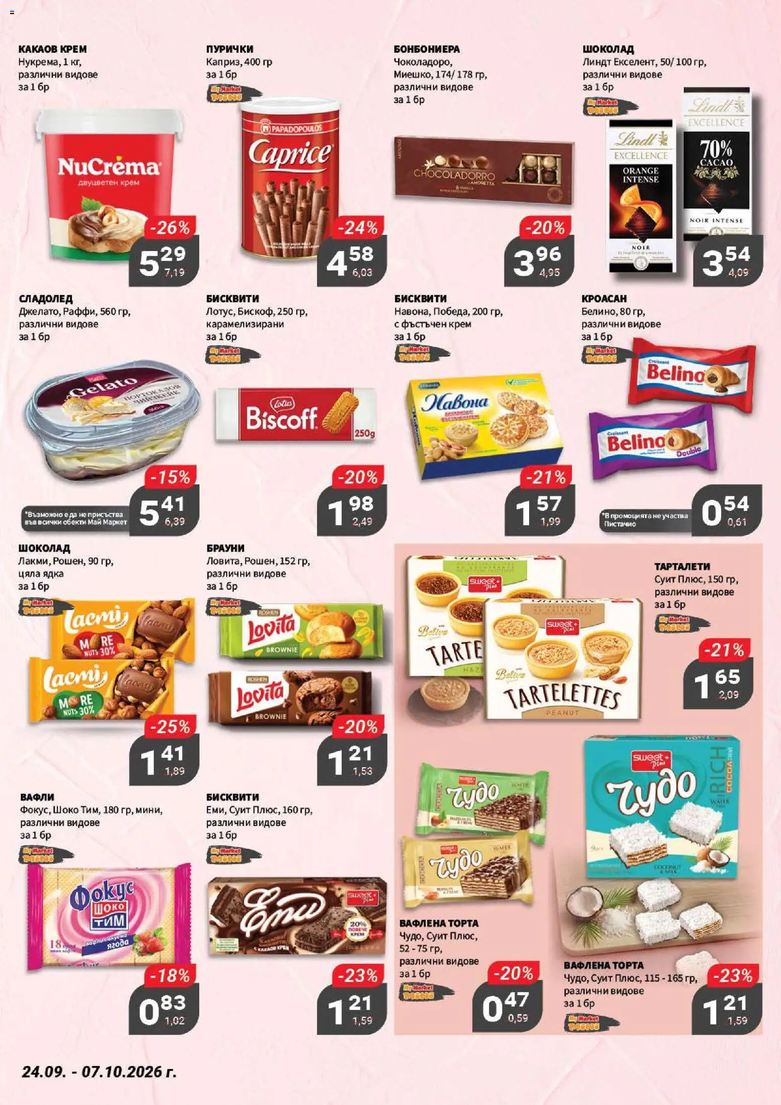 {H1} | Страница: 12 | Продукти: Брауни, Сладолед, Торта, Вафли