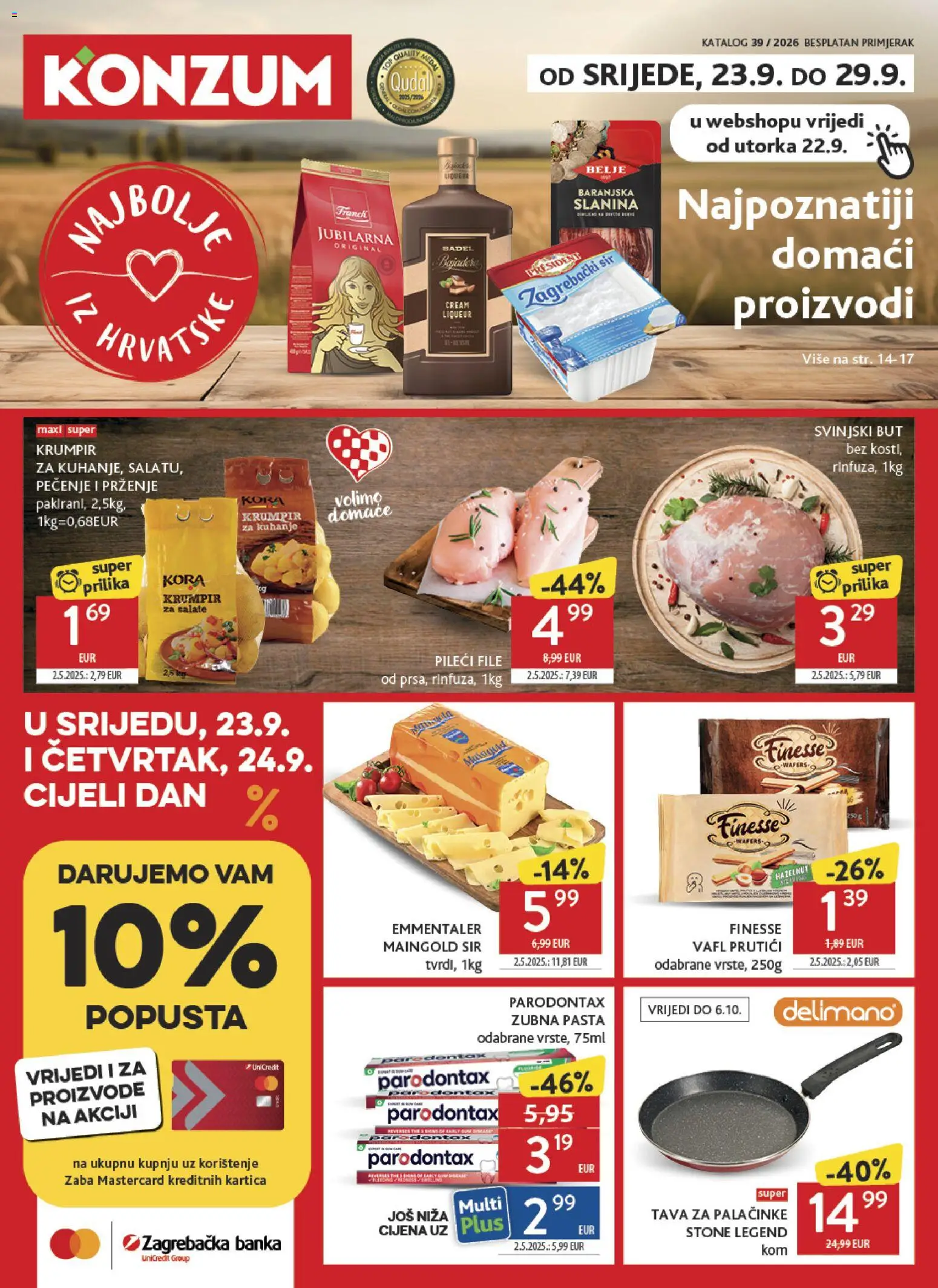Konzum HR akciós ujság - amely érvényes a következő dátumtól: 2026.09.23. | Oldal: 1 | Termékek: Président, Filé