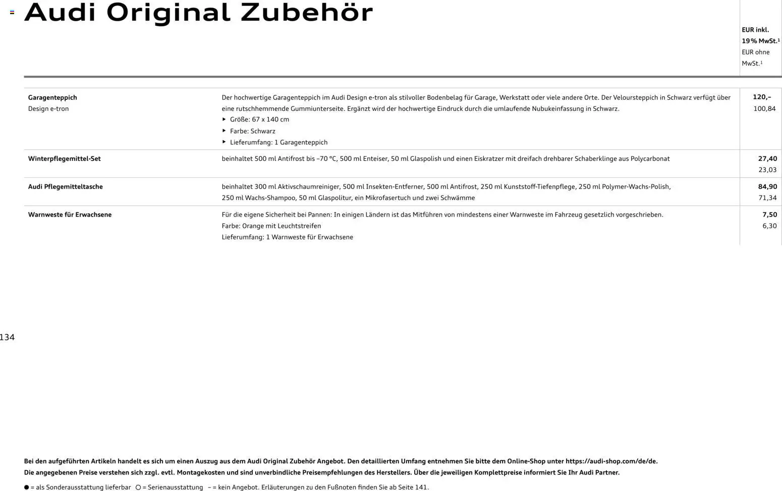 Audi Q7 – gültig ab 23.06.2026 | Seite: 134