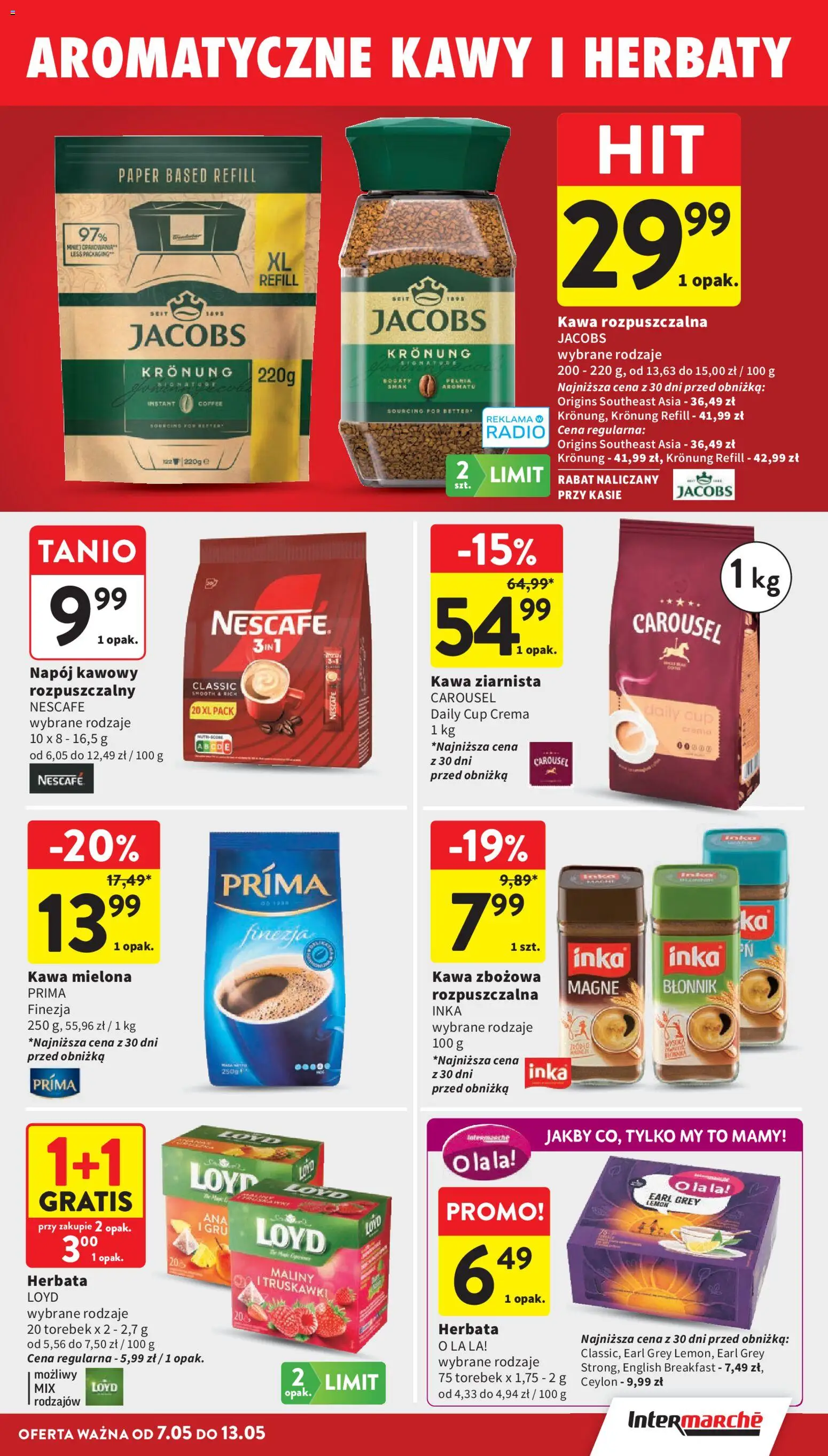Intermarche gazetka od 07.05.2026 | Strona: 27 | Produkty: Maliny, Kawa rozpuszczalna Jacobs Kronung, Kawa, Truskawki