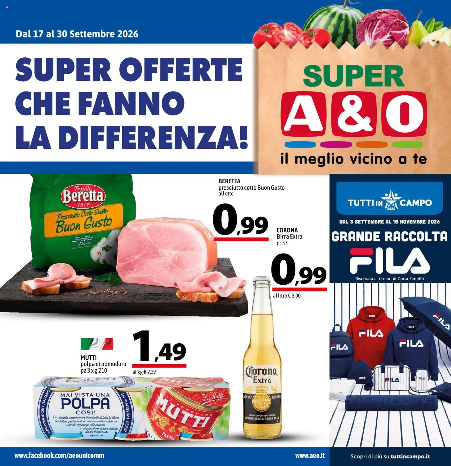 Volantino A&O del 17/09/2026 | Pagina: 1 | Prodotti: Birra, Tè, Prosciutto, Pomodori
