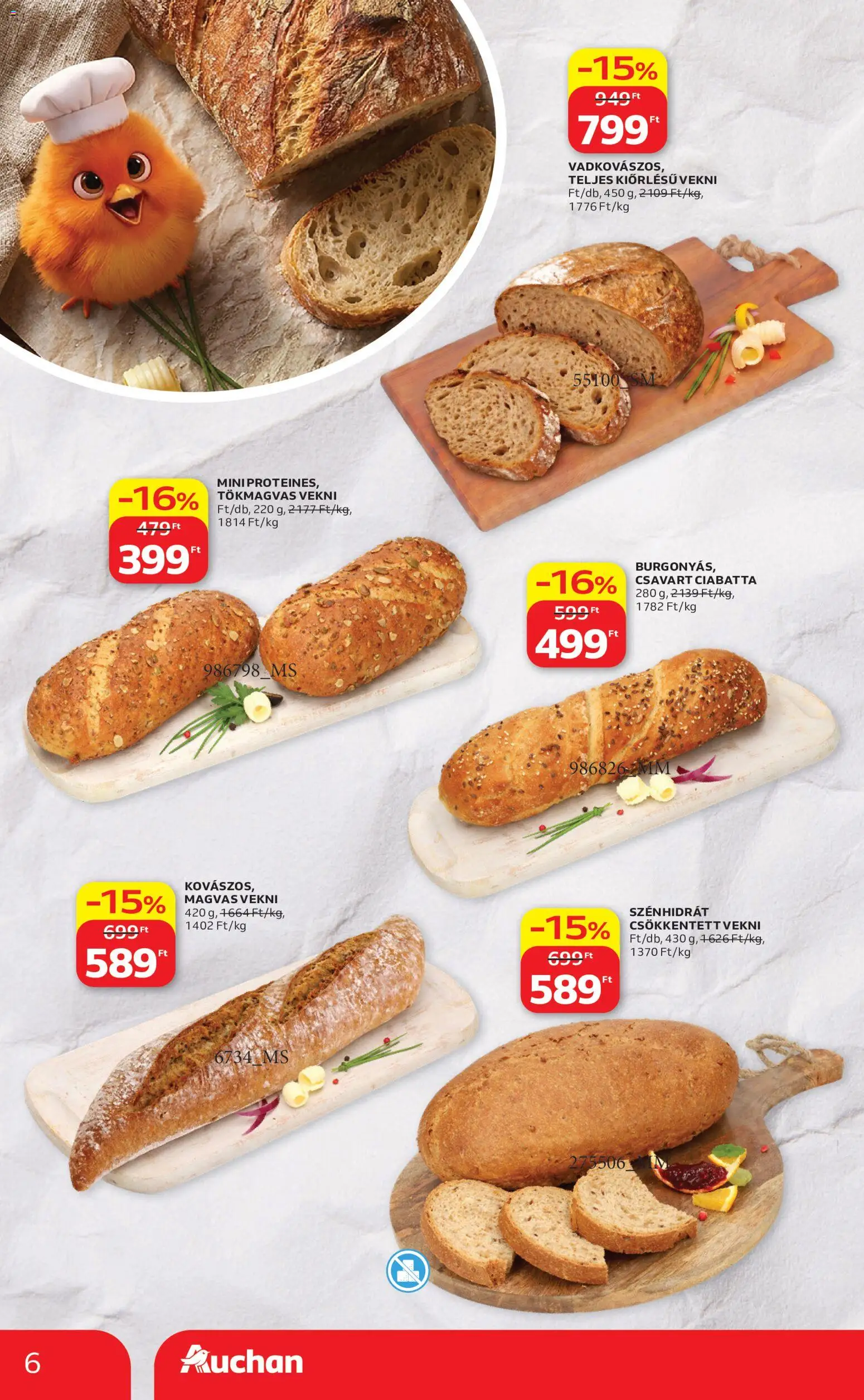 Auchan akciós ujság - amely érvényes a következő dátumtól: 2026.08.13. | Oldal: 6 | Termékek: Protein, Ciabatta, Vekni