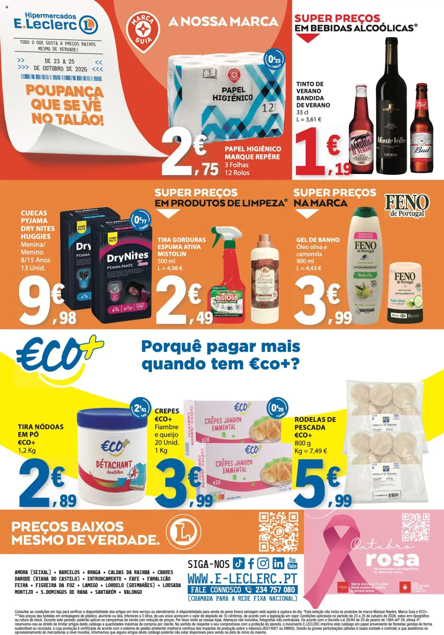 E.Leclerc folheto Fim de Semana │ válido de 23/10/2026 | Página: 4 | Produtos: Fiambre, Bebidas, Queijo, Óleo