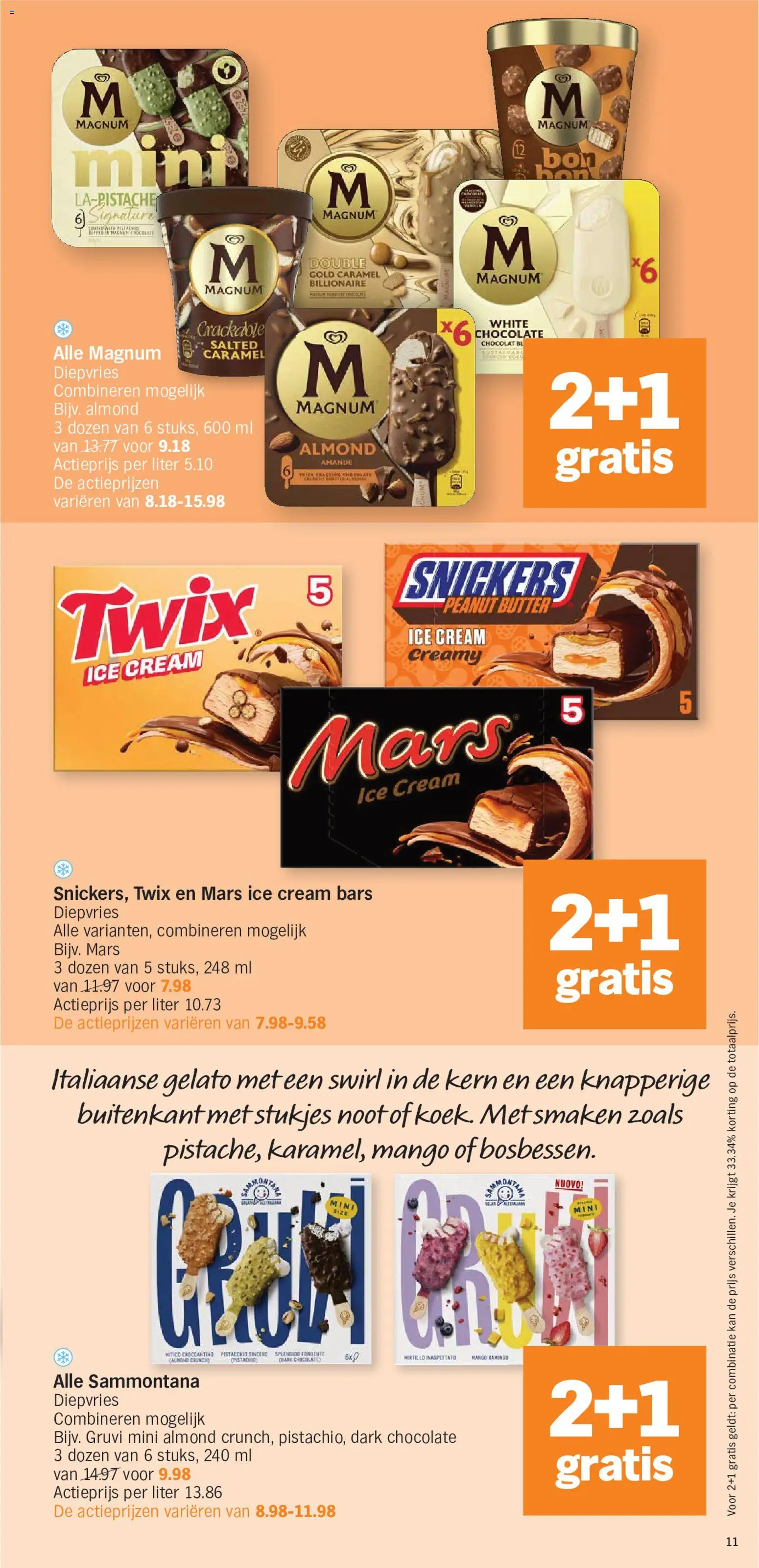 {H1} | Pagina: 11 | Producten: Gelato, Snickers, Mango, Kan