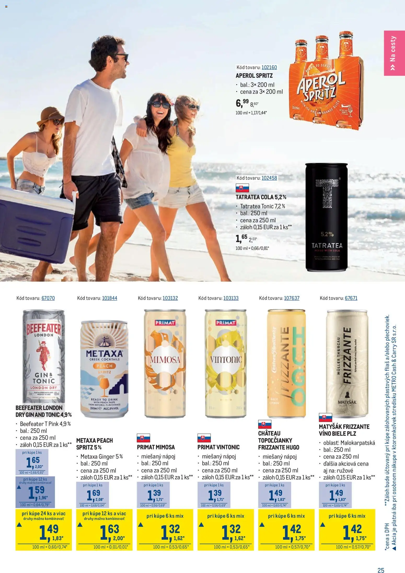 Nové Metro akcie – leták je platný od 03.06.2026 | Strana: 25 | Produkty: Víno, Gin, Cola, Aperol