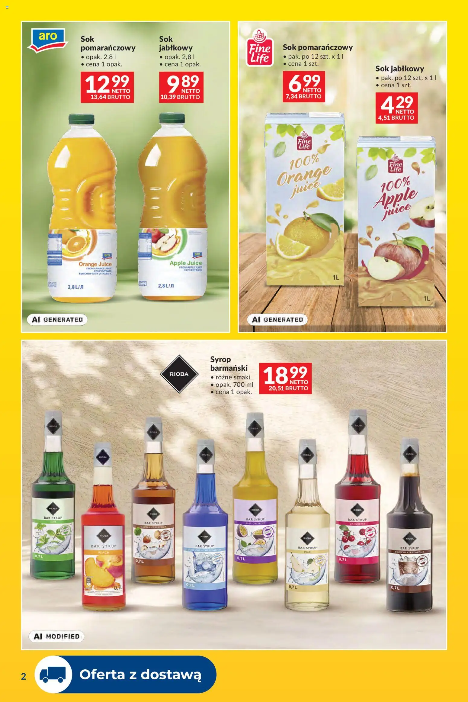 Makro gazetka - Dostawy dla gastronomii od 01.11.2026 | Strona: 2 | Produkty: Syrop, Sok pomarańczowy, Sok jabłkowy, Sok