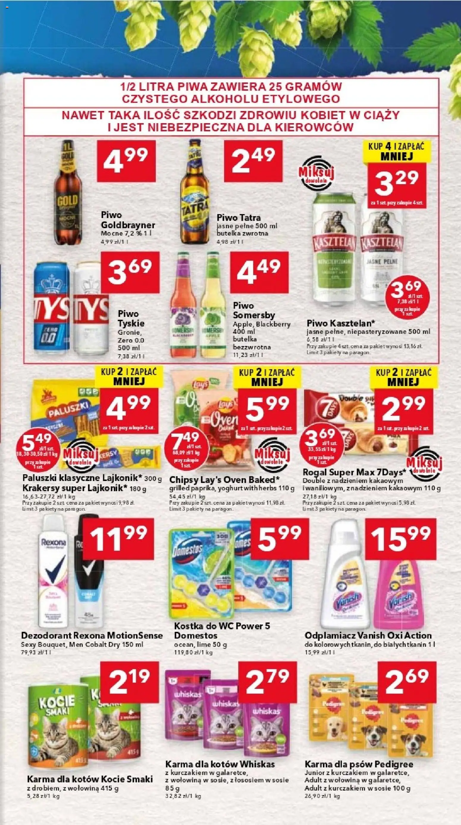 Lewiatan gazetka - Warszawa od 07.05.2026 | Strona: 7 | Produkty: Paluszki, Krakersy, Somersby, Karma dla psów