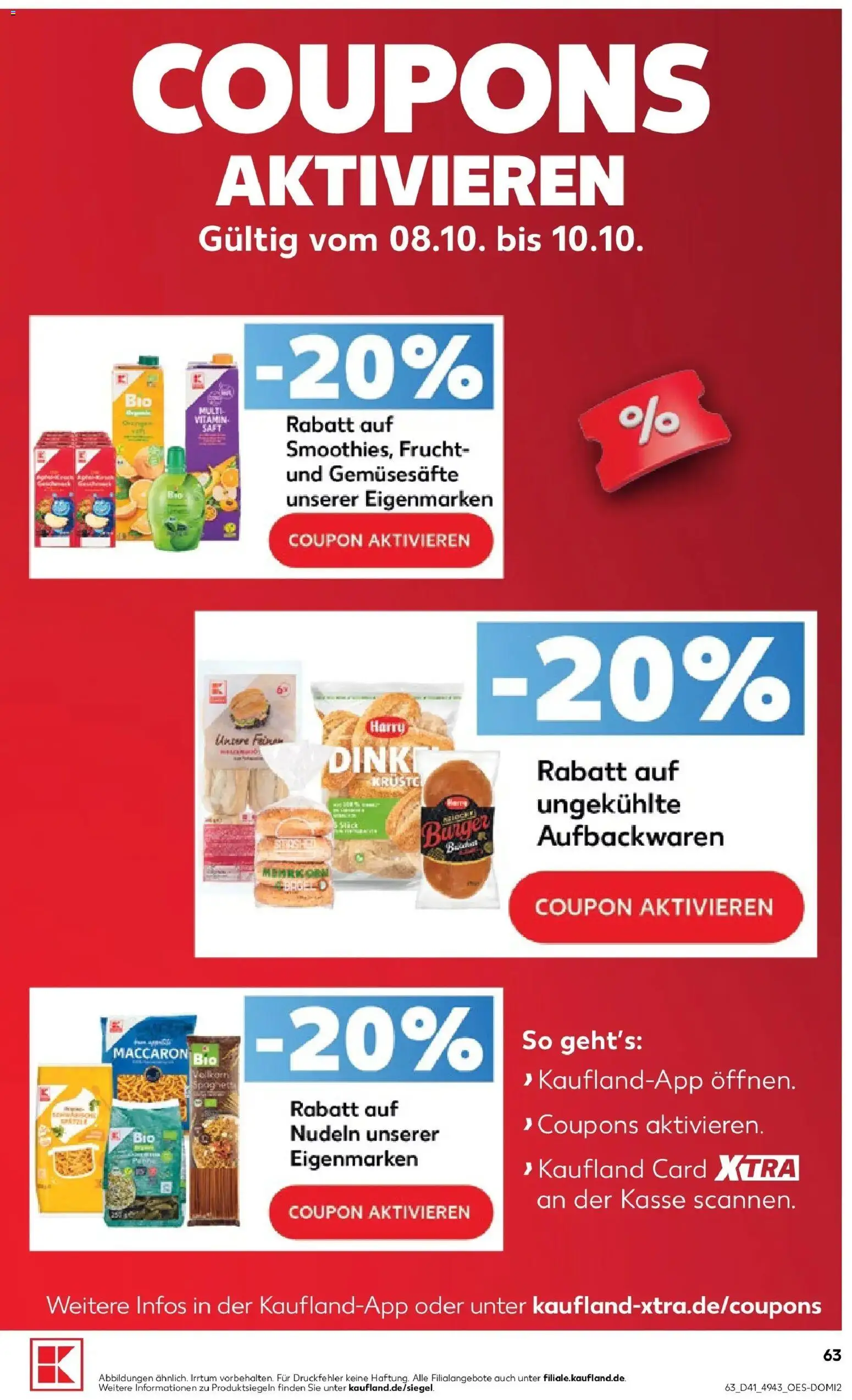 Prospekt Kaufland ab 08.10.2026 » Angebote Online zum Blättern | Seite: 63 | Produkte: Burger, Nudeln