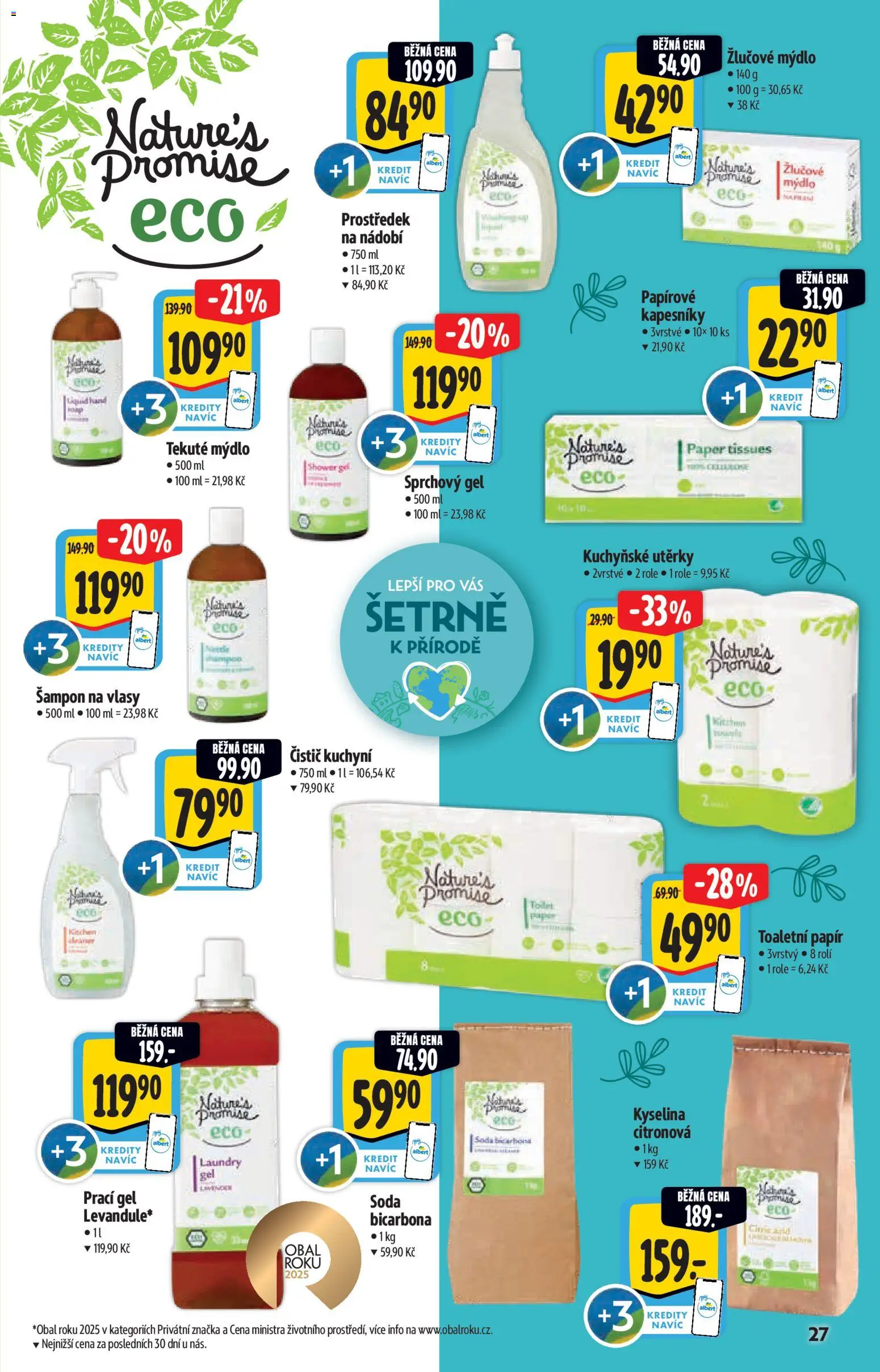 Albert katalog - Hypermarket - Bio od 13.05.2026 | Strana: 27 | Produkty: Žlučové mýdlo, Nádobí, Utěrky, Šampon