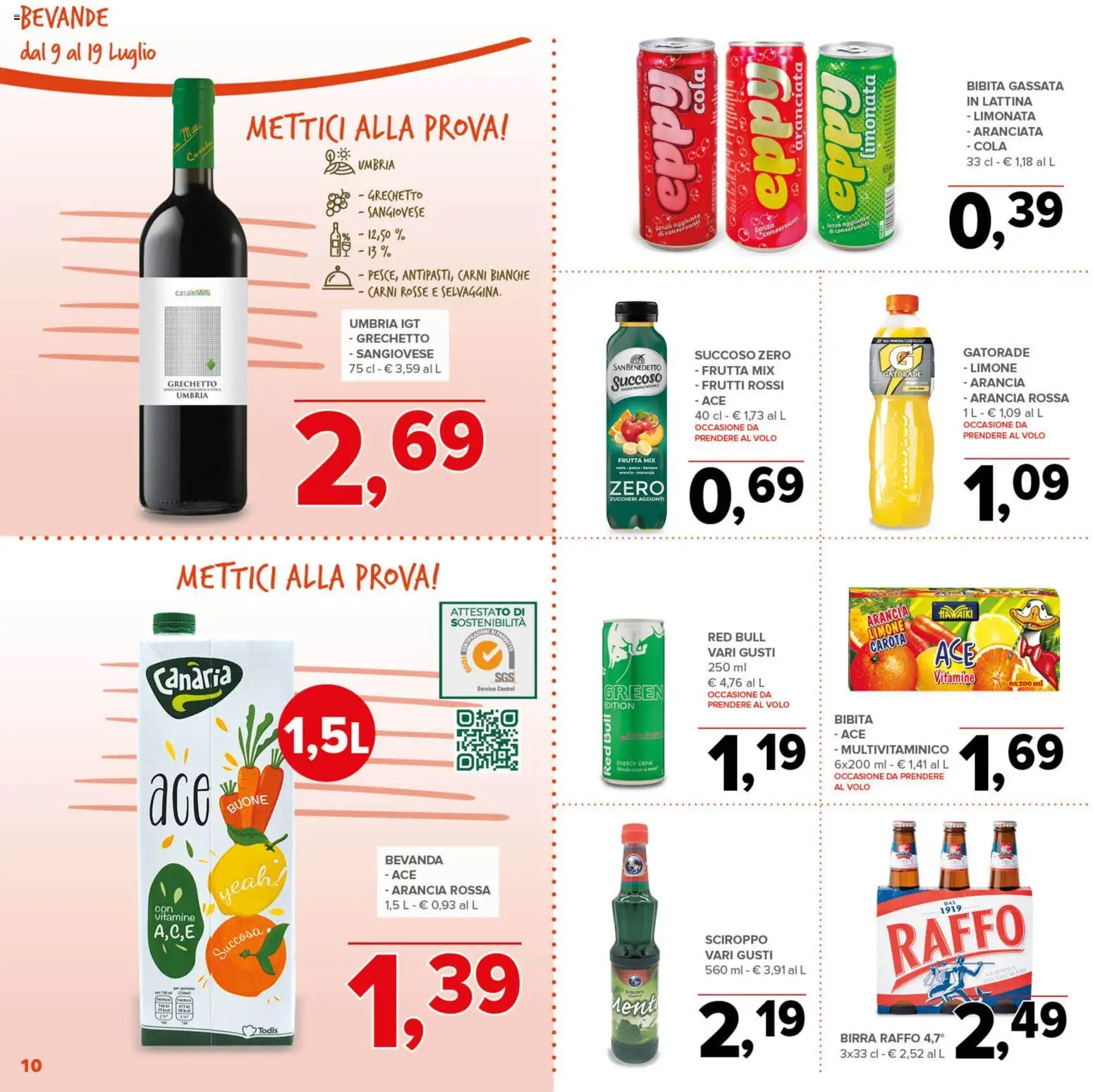 Volantino Todis del 09/07/2026 | Pagina: 10 | Prodotti: Birra, Limonata, Carota, Arancia