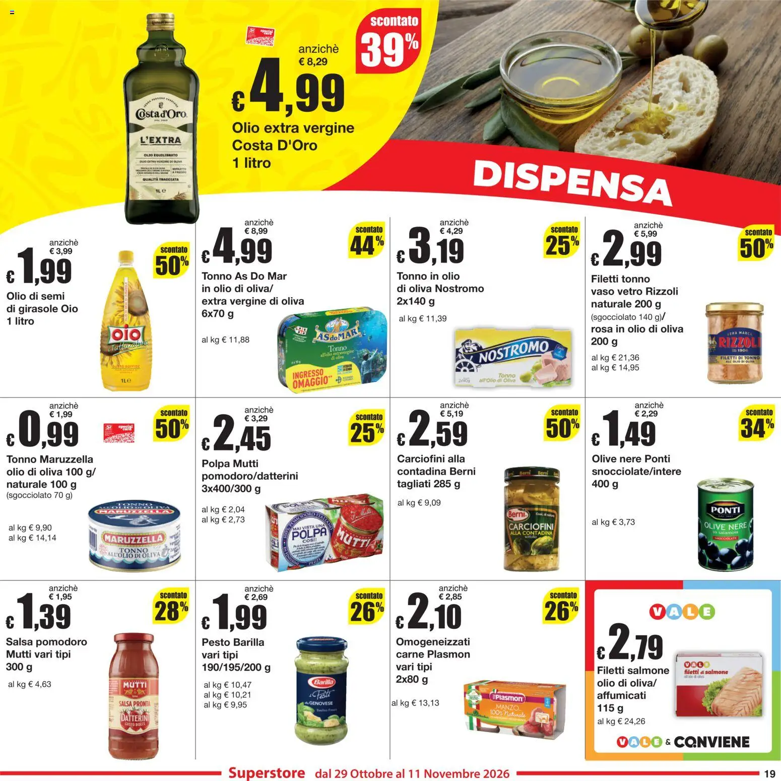 Volantino Sì con Te del 29/10/2026 | Pagina: 19 | Prodotti: Olio di semi, Pomodoro, Barilla, Mutti