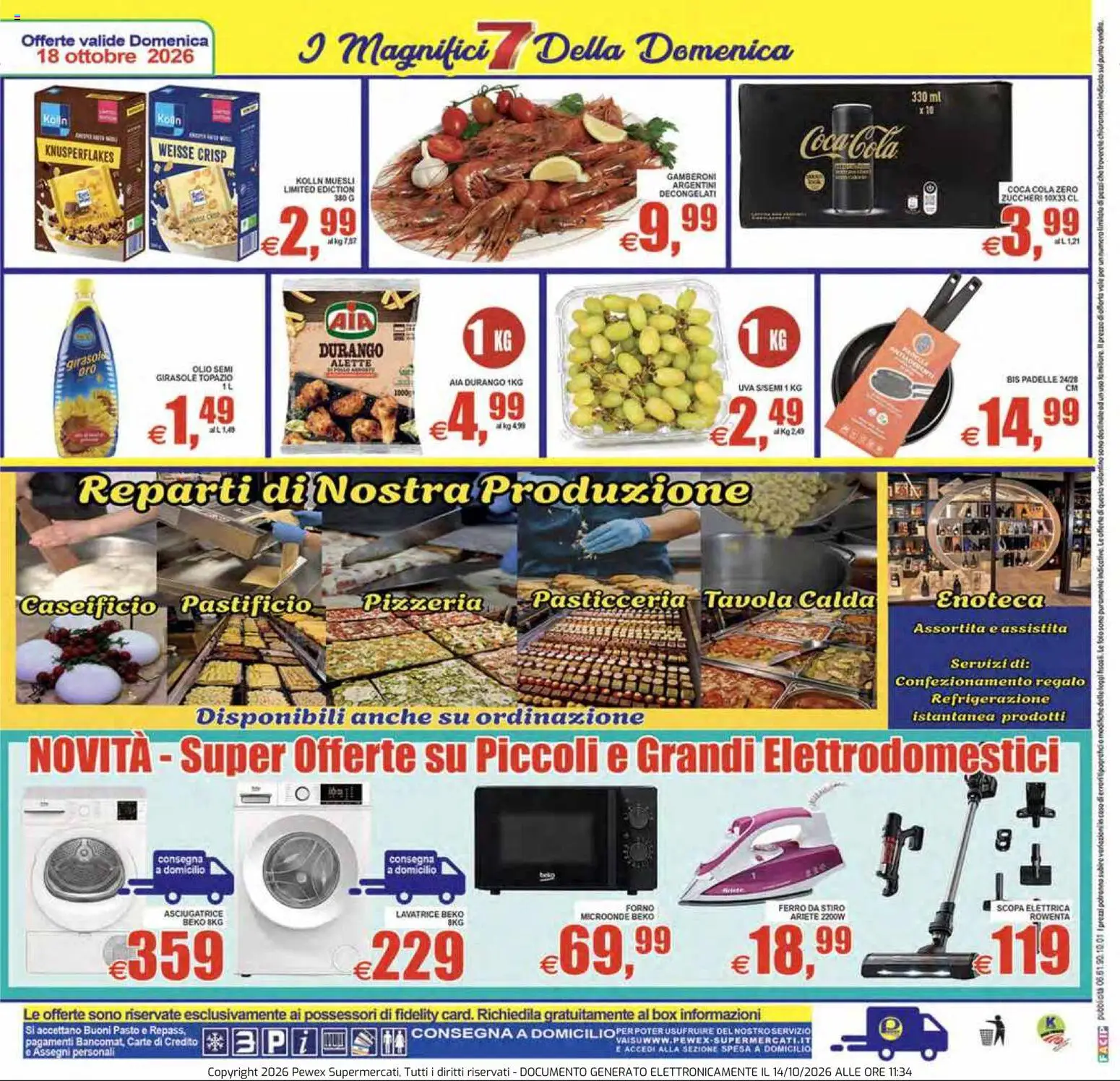 Volantino Pewex del 14/10/2026 | Pagina: 28 | Prodotti: Muesli, Scopa elettrica, Olio, Gamberoni