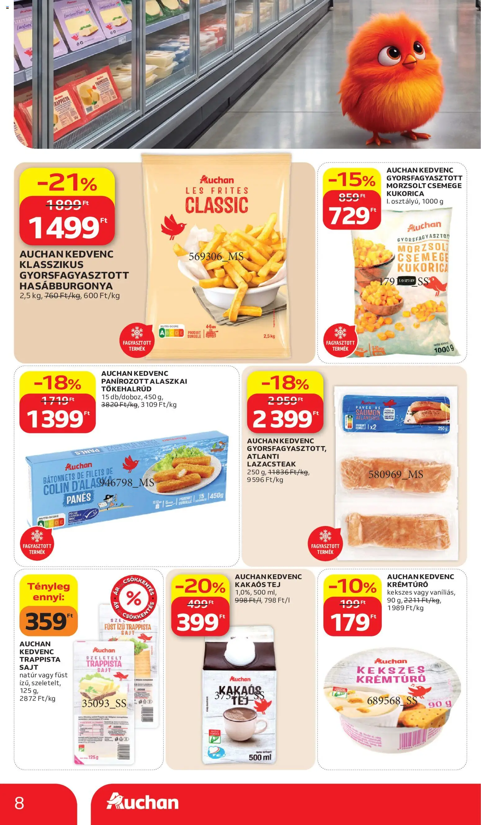 Auchan akciós ujság - amely érvényes a következő dátumtól: 2026.10.15. | Oldal: 8 | Termékek: Csemege kukorica, Krémtúró, Tej, Kakaós tej